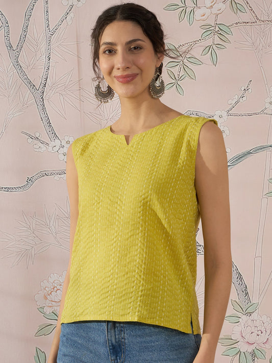 InWeave Light Yellow Kantha W/S Top 