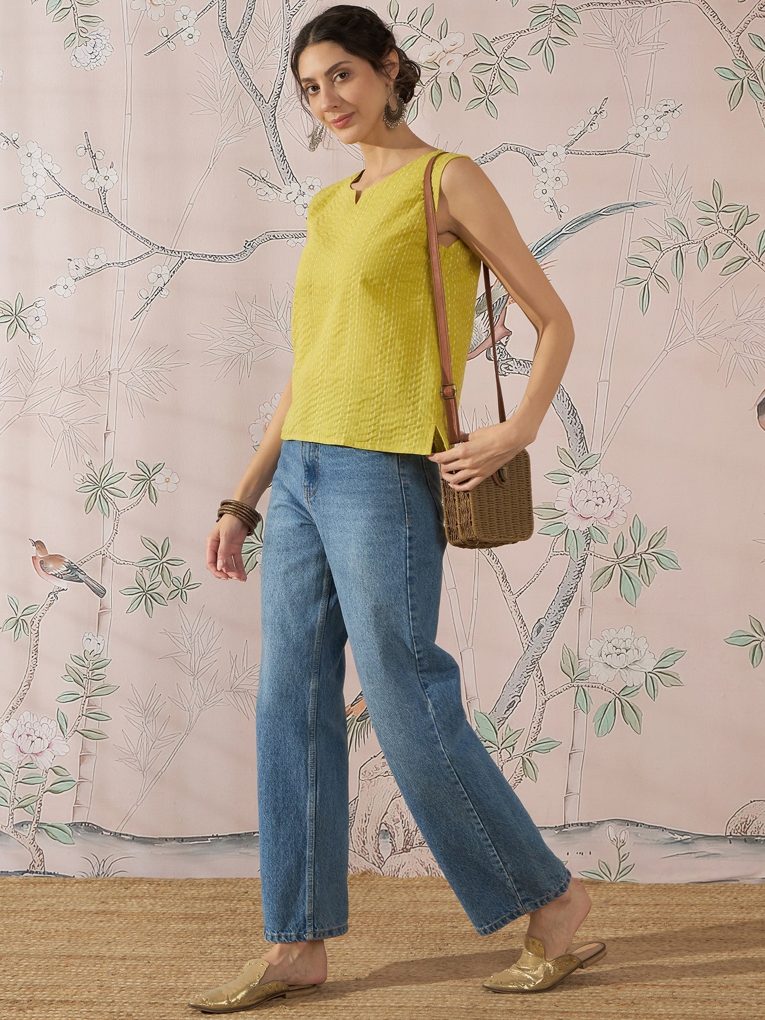 InWeave Light Yellow Kantha W/S Top 