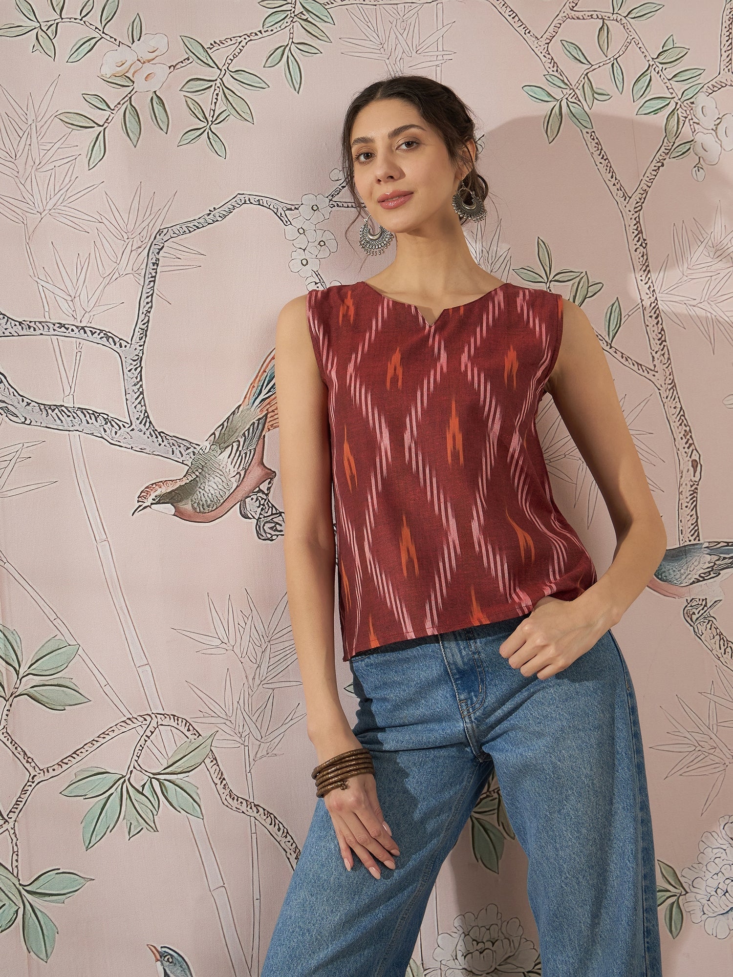 InWeave Rust Ikkat W/S Top 