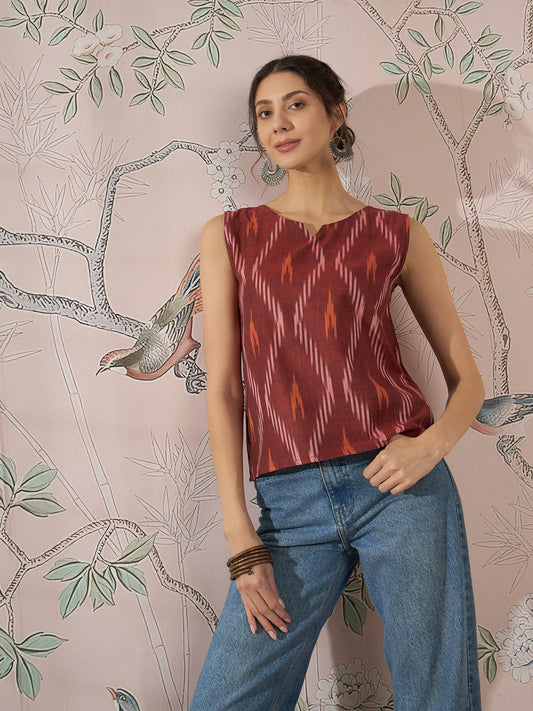 InWeave Rust Ikkat W/S Top 