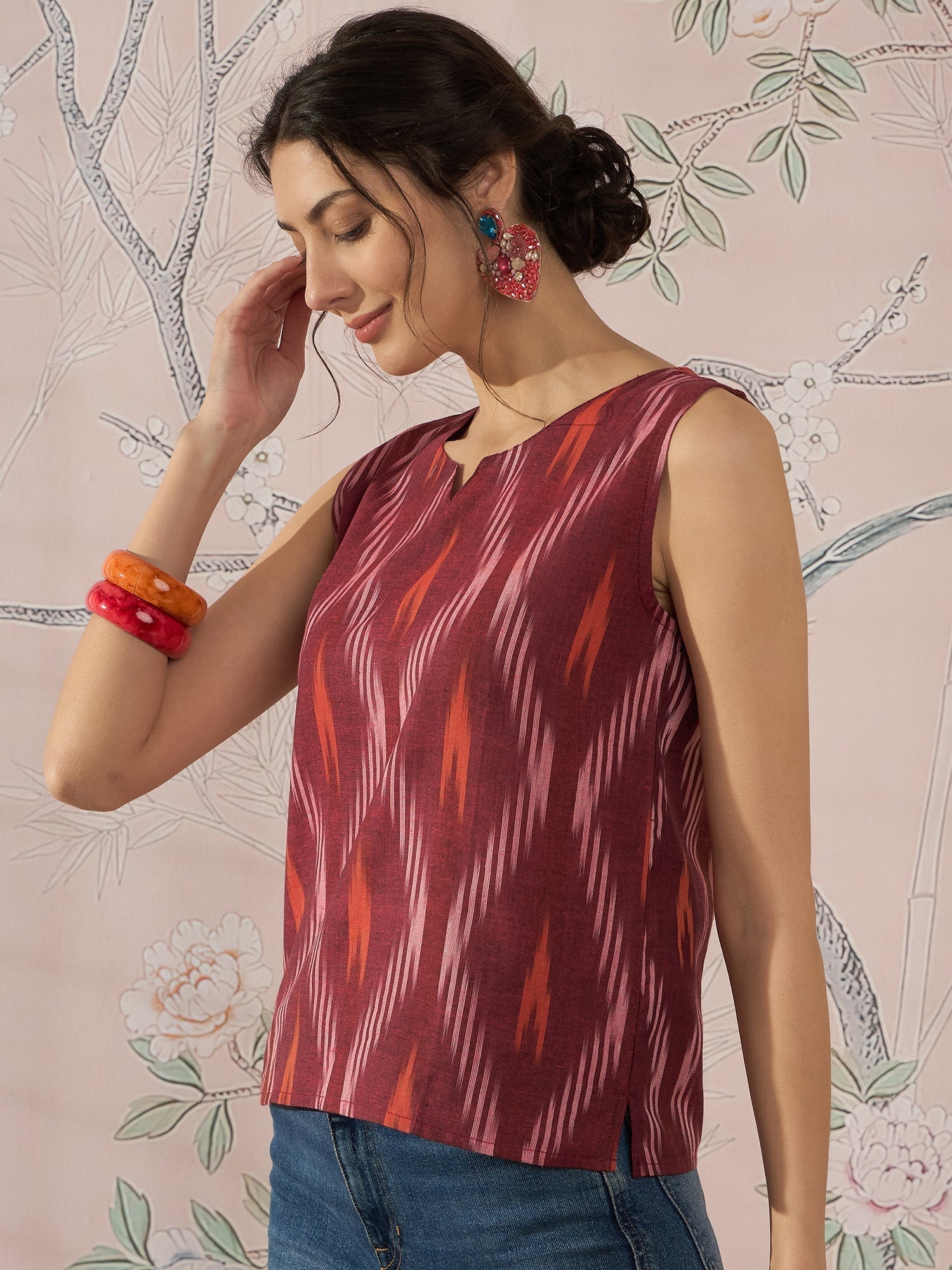 InWeave Rust Ikkat W/S Top 