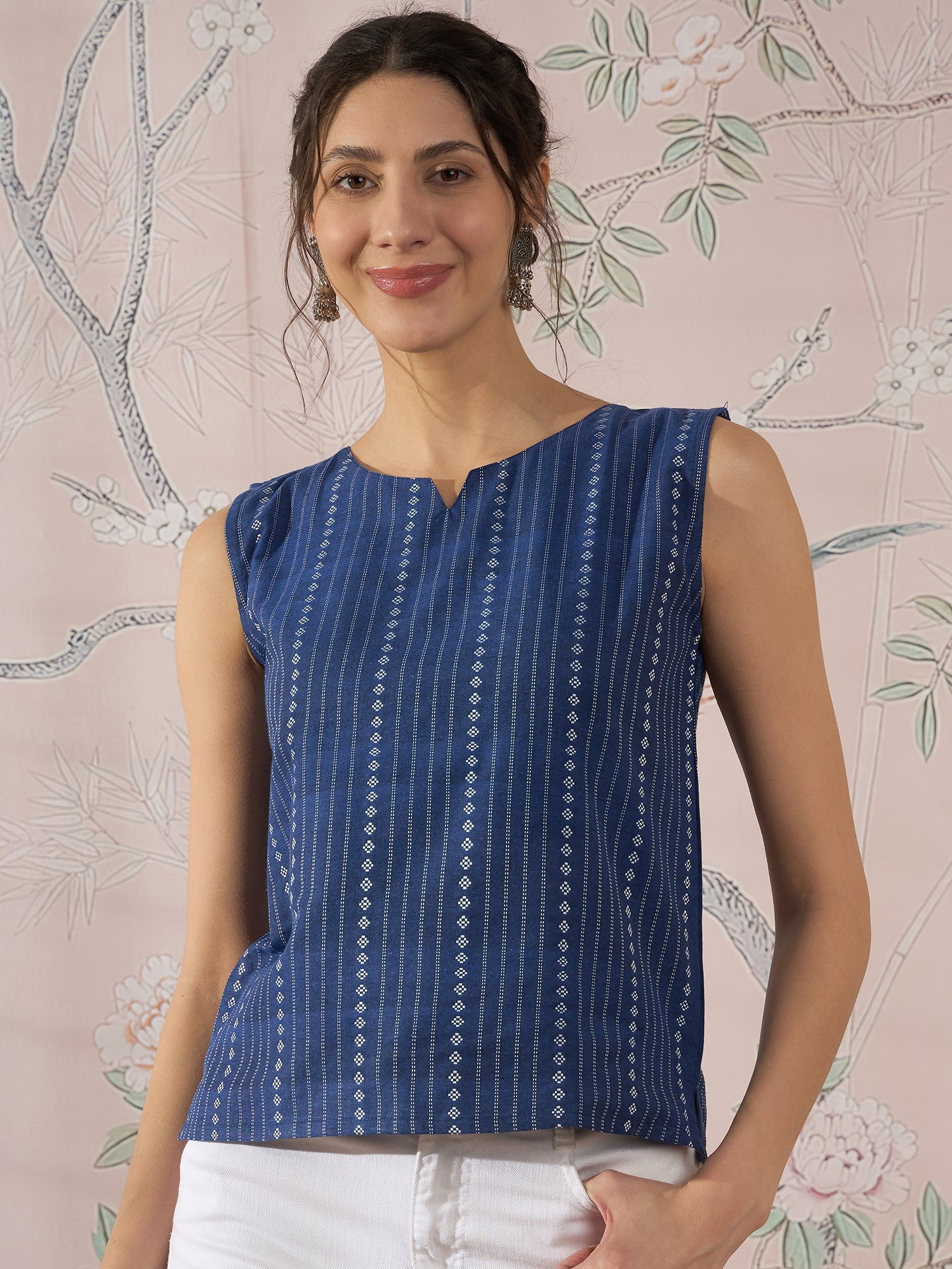 InWeave Indigo Striped Kantha W/S Top 
