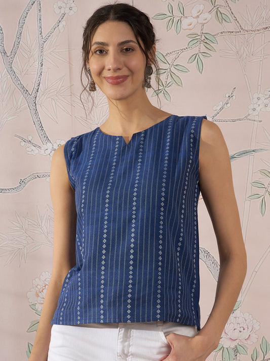 InWeave Indigo Striped Kantha W/S Top 