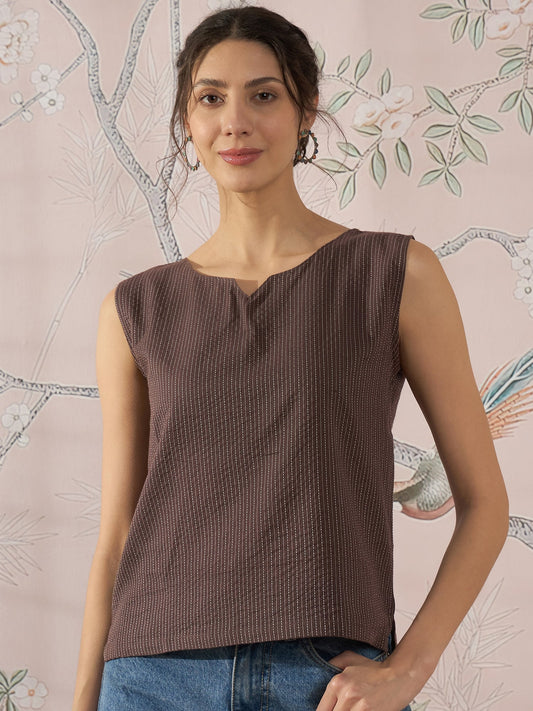 InWeave Dark Brown Kantha W/S Top 