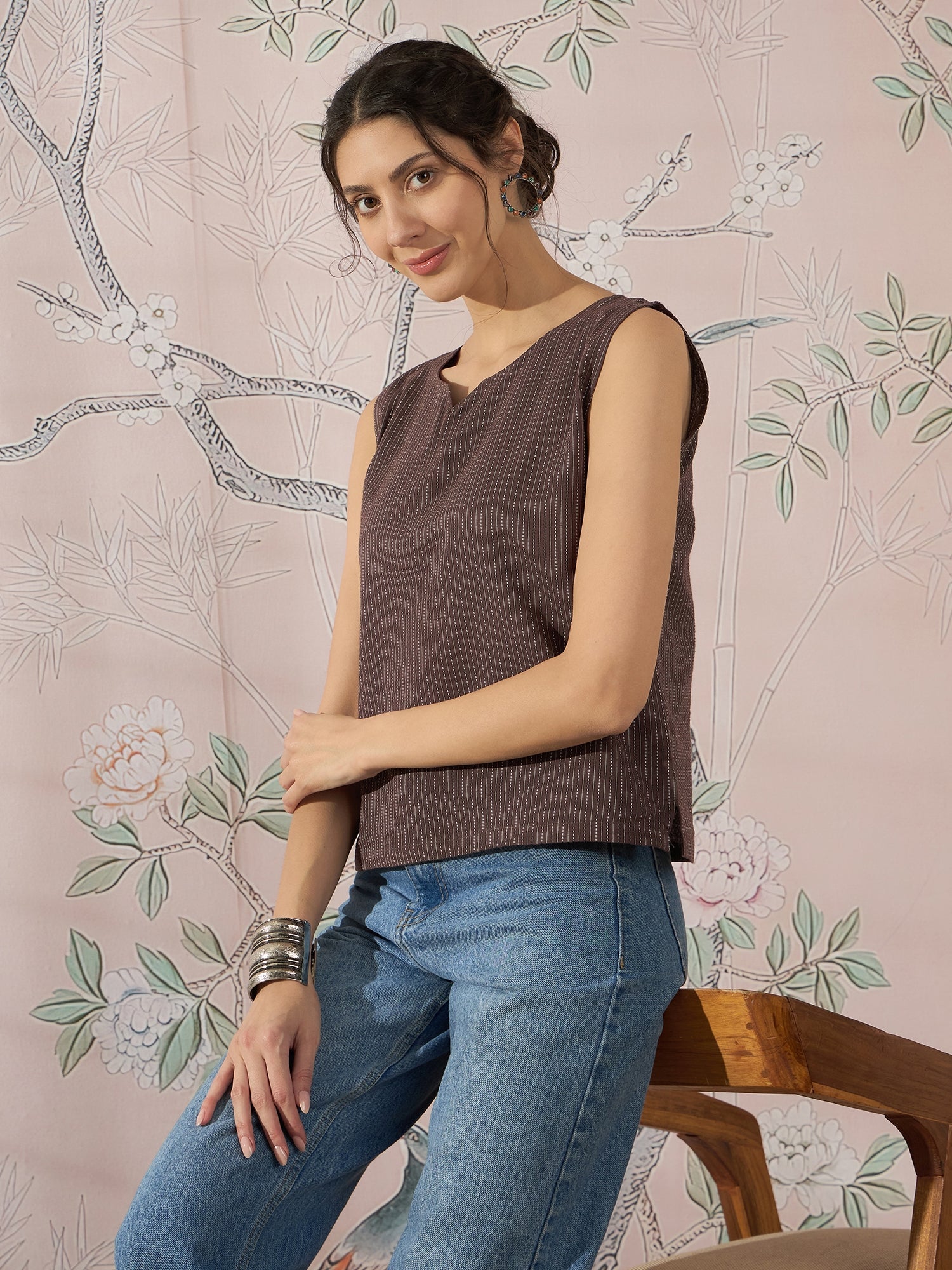 InWeave Dark Brown Kantha W/S Top 