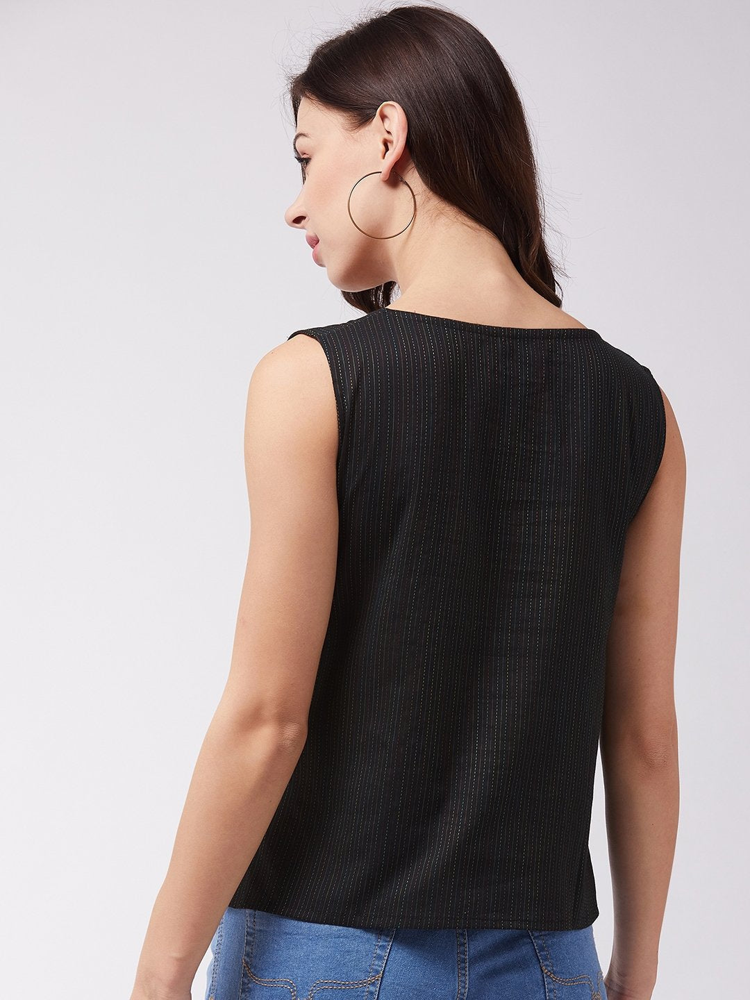 InWeave Black Kantha Sleeveless Top 
