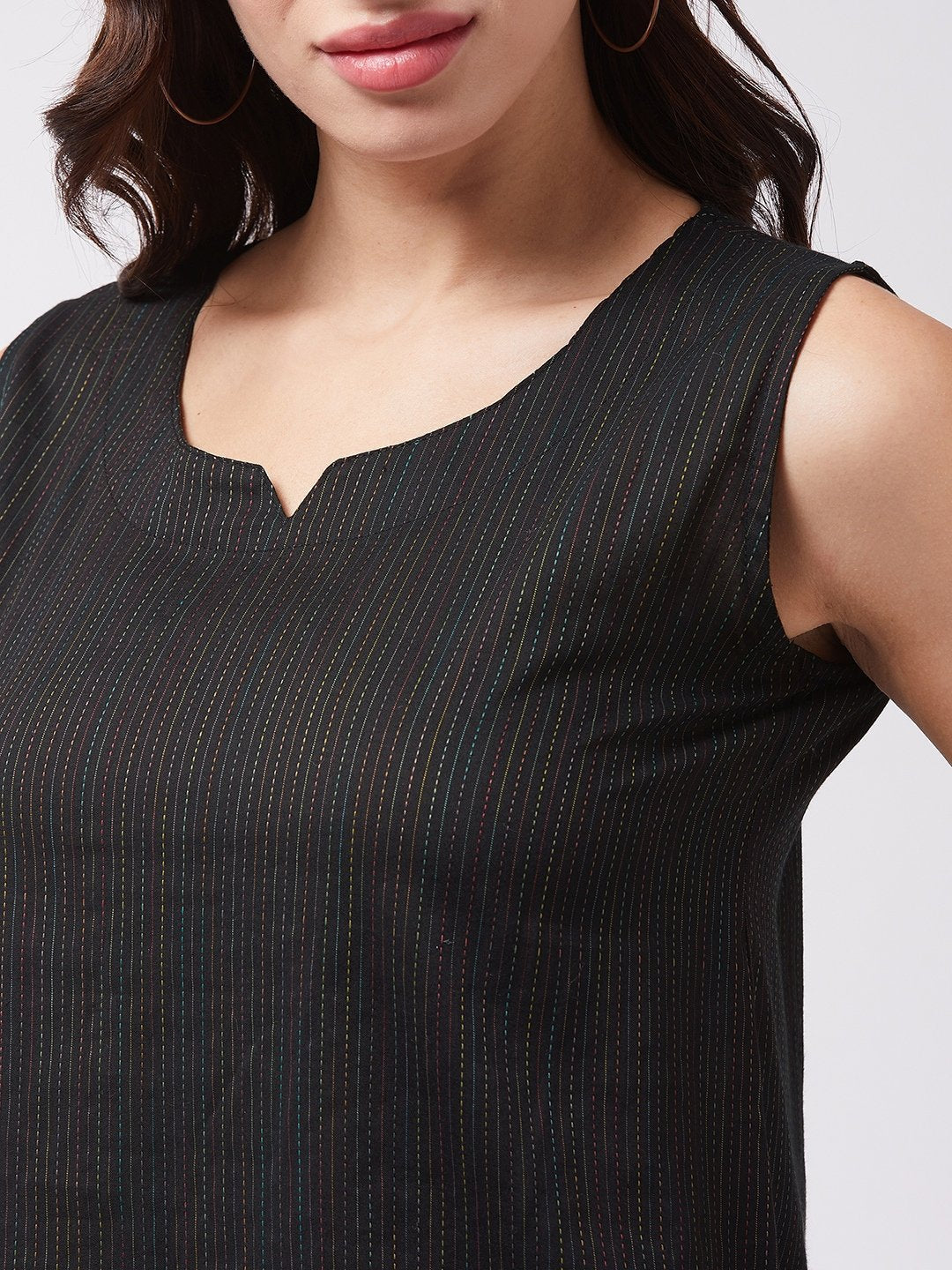 InWeave Black Kantha Sleeveless Top 