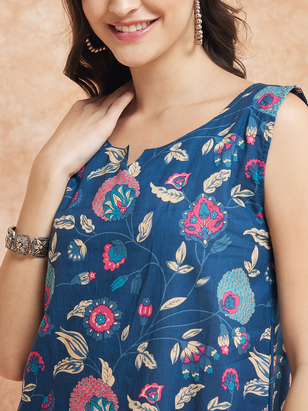 InWeave Blue Pink Kalamkari Top 