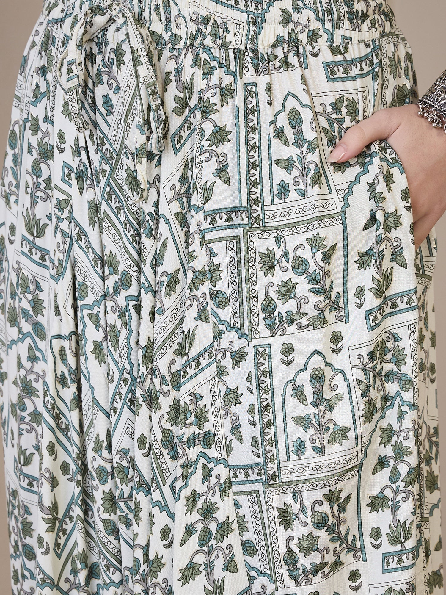 InWeave Sea Green Ethnic Window Harem Pant 