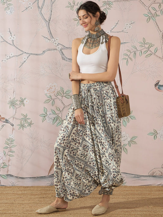 InWeave Cadet Blue Ethnic Window Harem Pant 