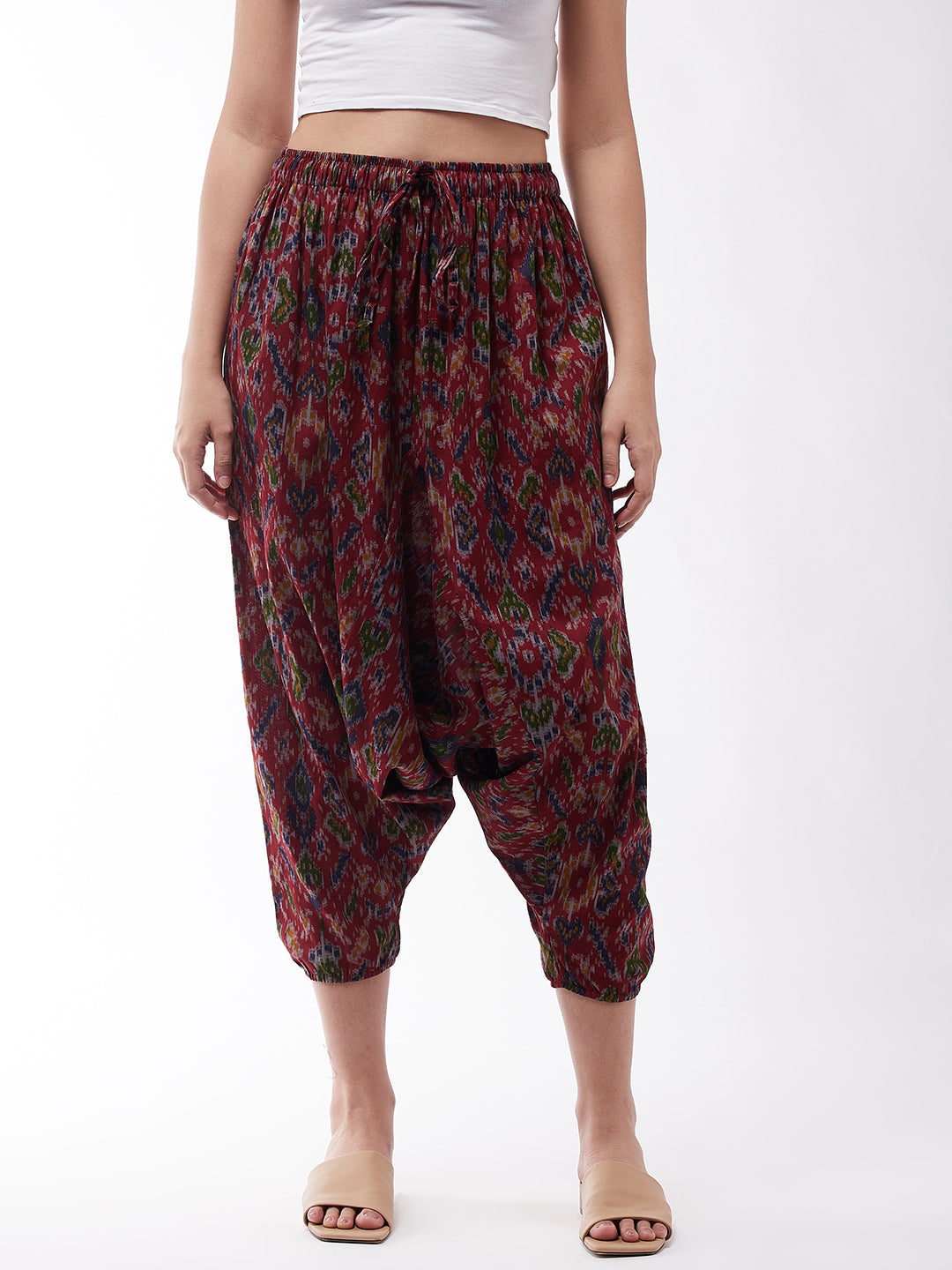 InWeave Women's Abstract Ikkat Harem Pant 