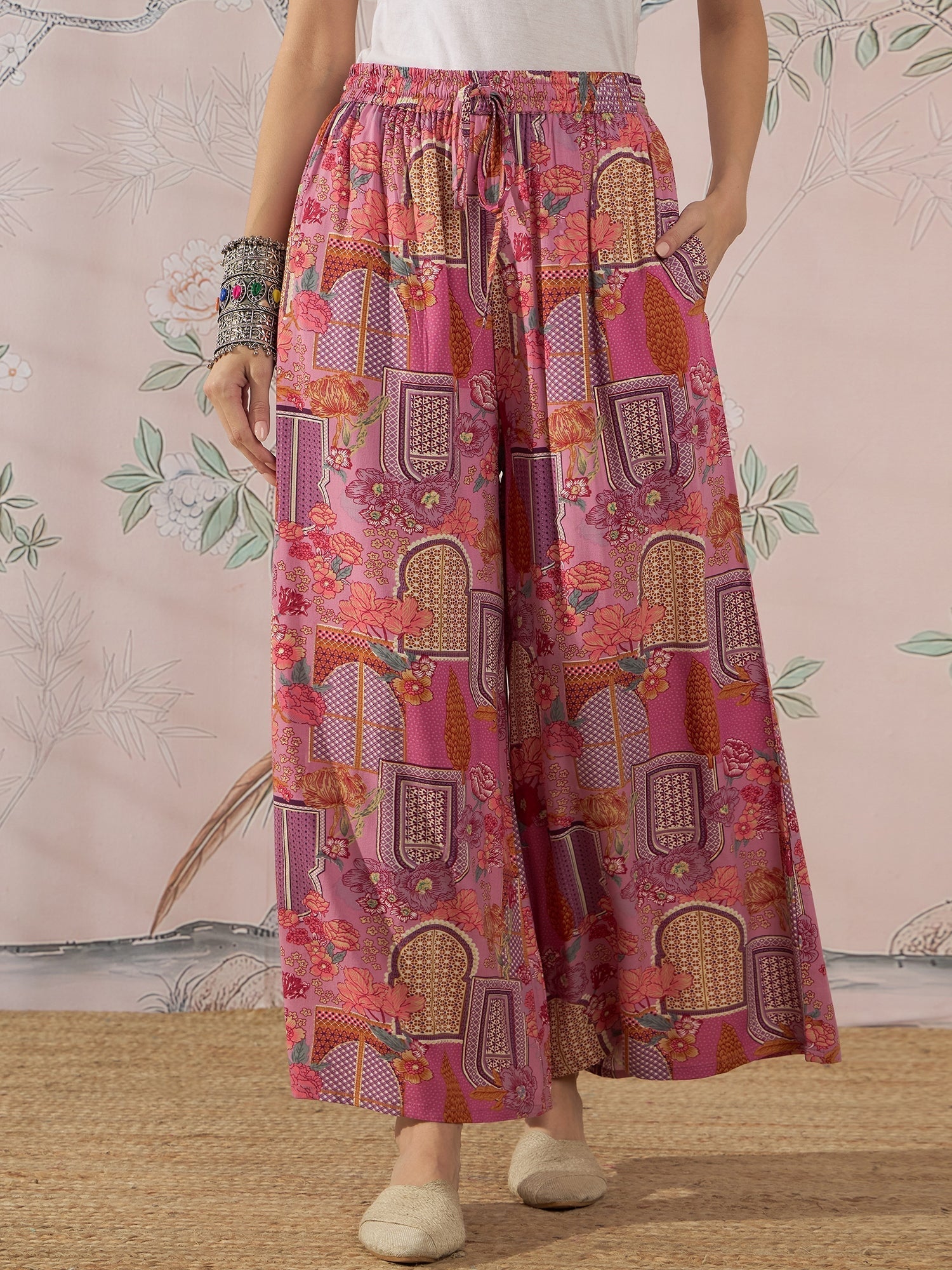 InWeave Dull Pink Window Palazzo 