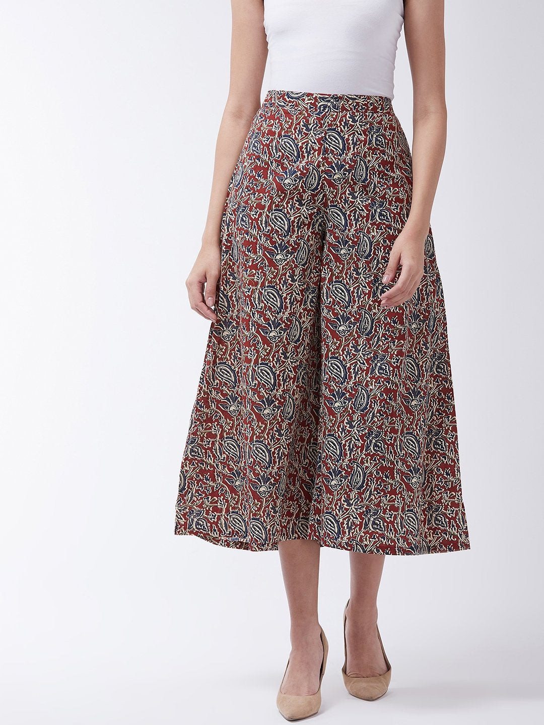 InWeave Women's Maroon Kalamkari Palazzo 