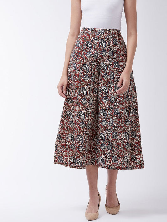 InWeave Women's Maroon Kalamkari Palazzo 