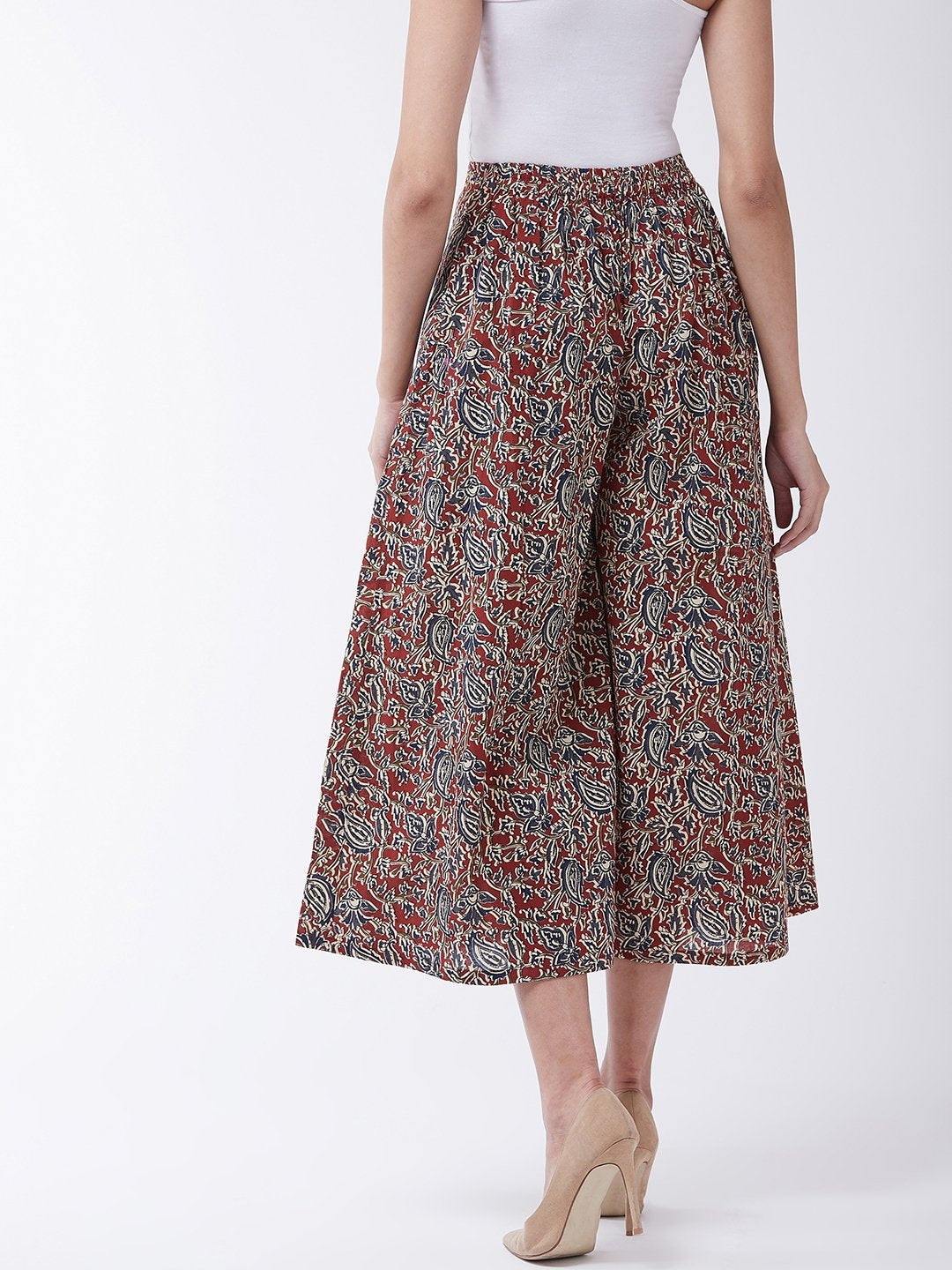 InWeave Women's Maroon Kalamkari Palazzo 