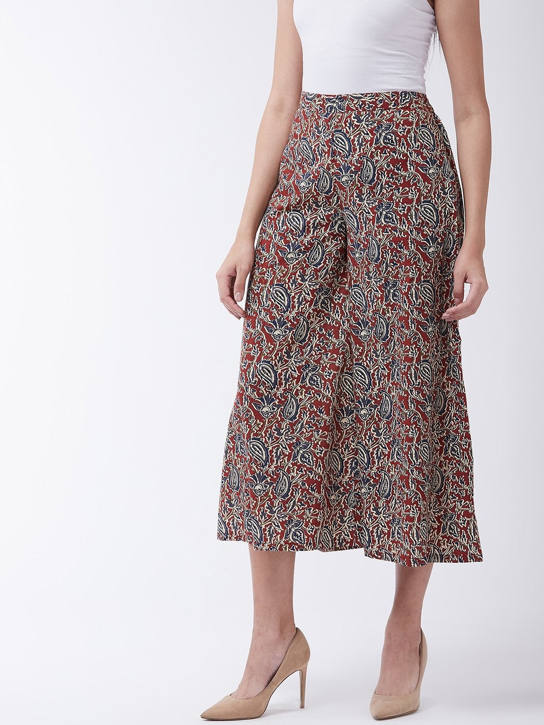 InWeave Women's Maroon Kalamkari Palazzo 