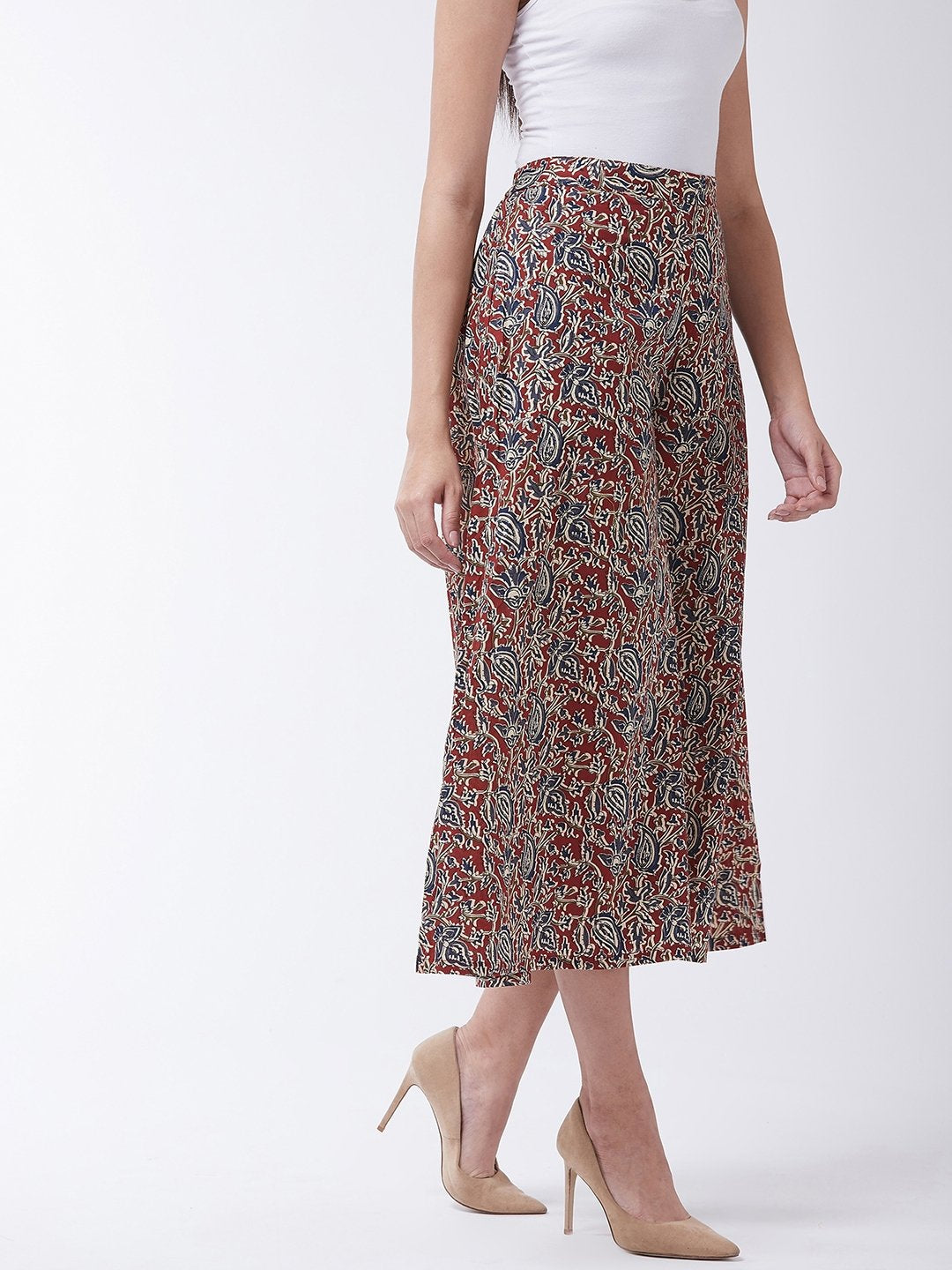 InWeave Women's Maroon Kalamkari Palazzo 