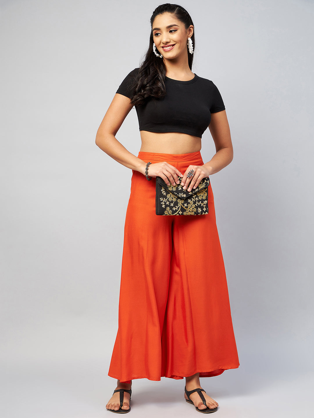 InWeave Solid Orange Palazzo 