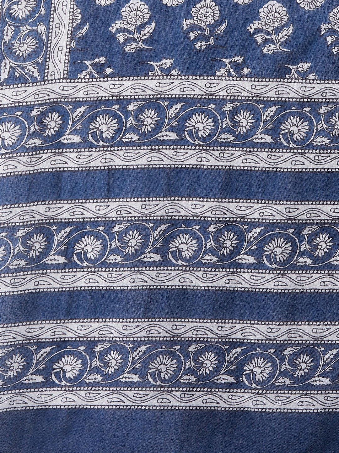 InWeave Blue Floral Cotton Dupattas 