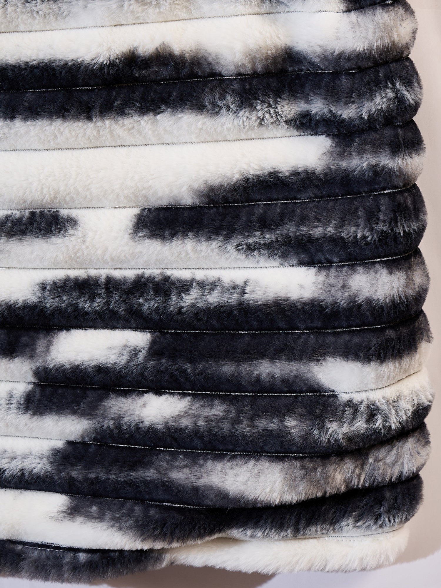 InWeave Black White Dye Rabbit Faux Fur Poncho 