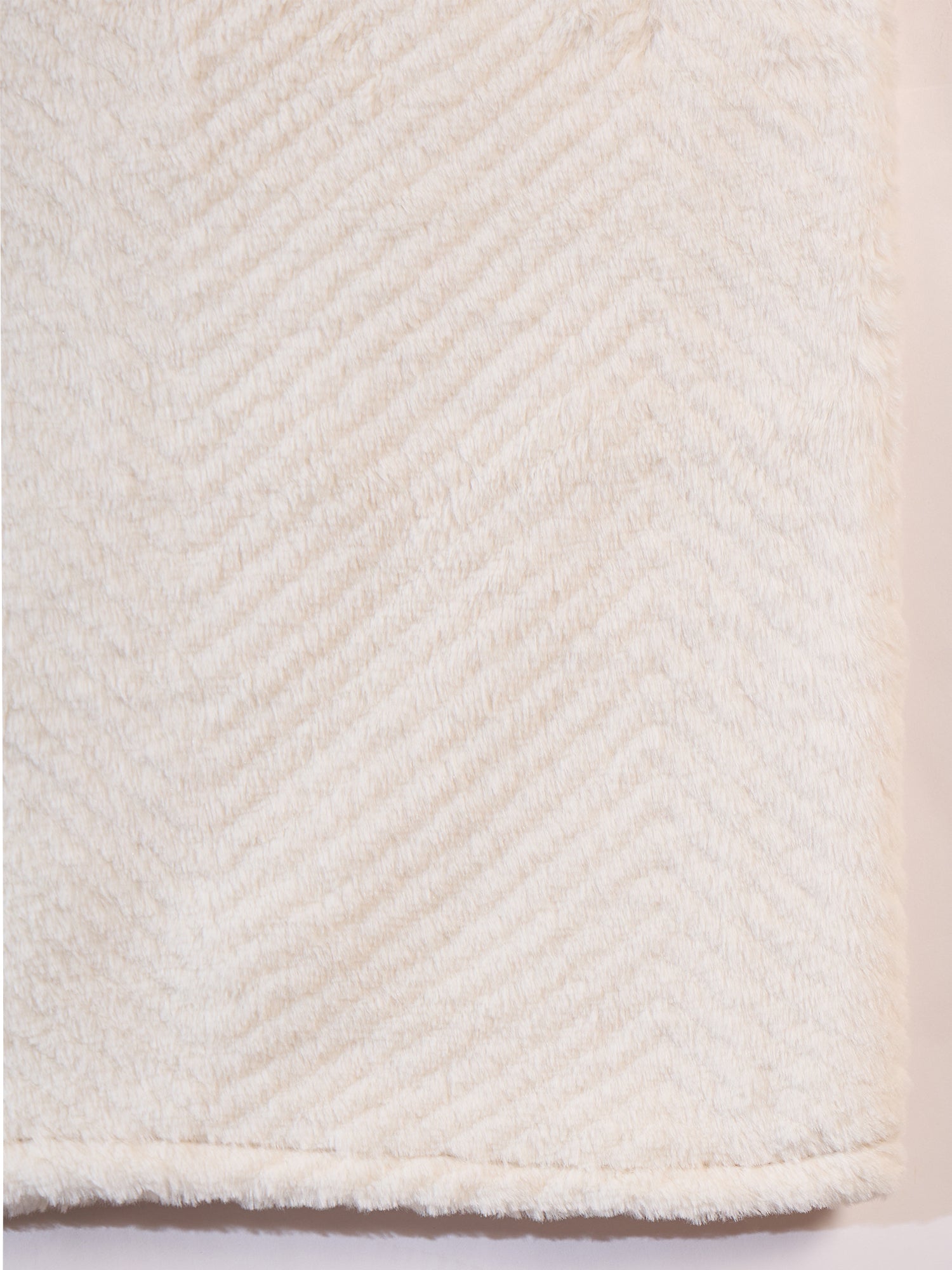 InWeave Cream Striped Rabbit Faux Fur Poncho 