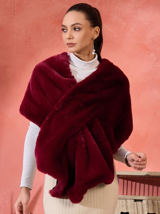 InWeave Burgundy Faux Fur Cape 