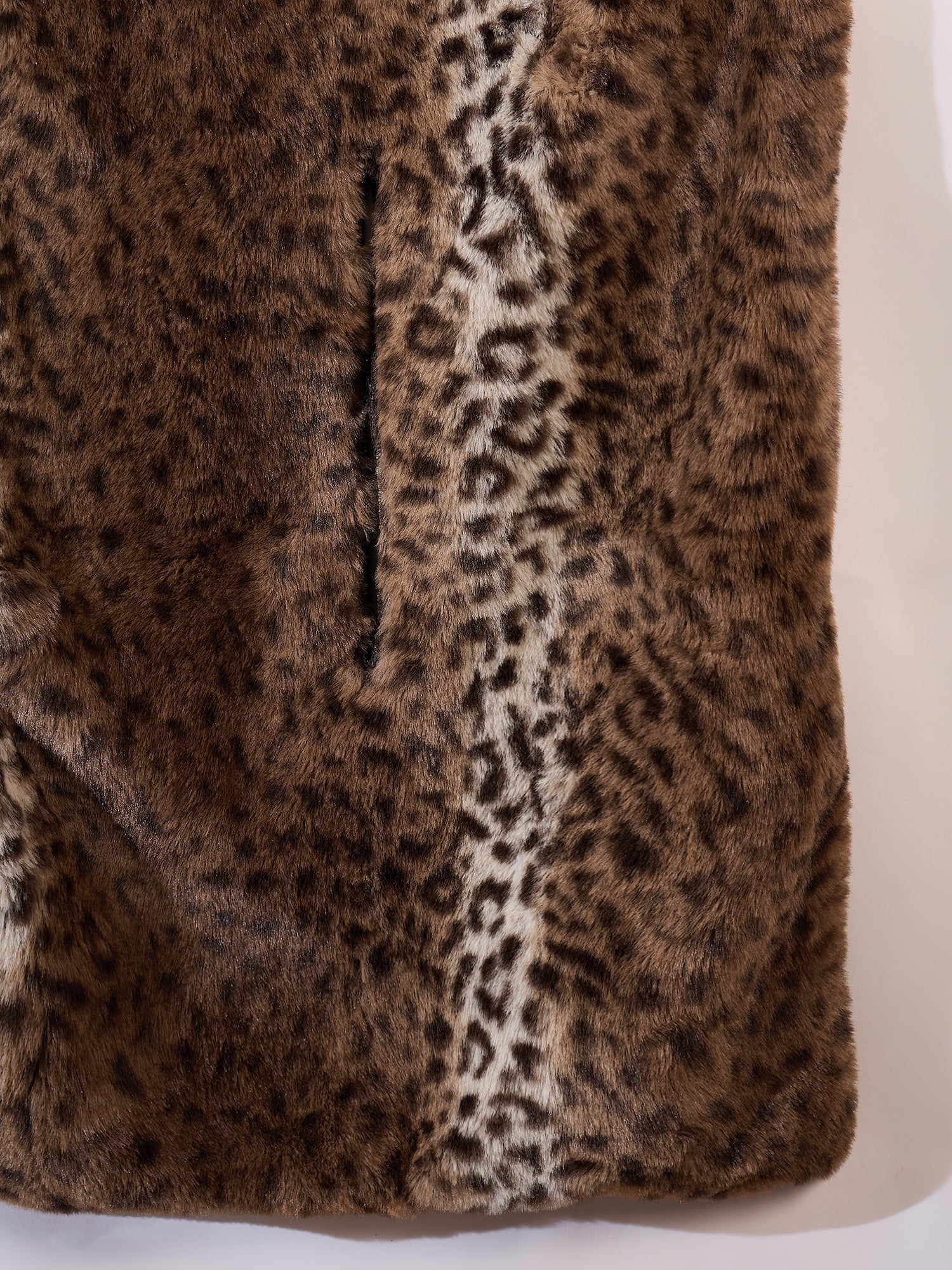 InWeave Brown Leopard Half White Rabbit Faux Fur Cape 