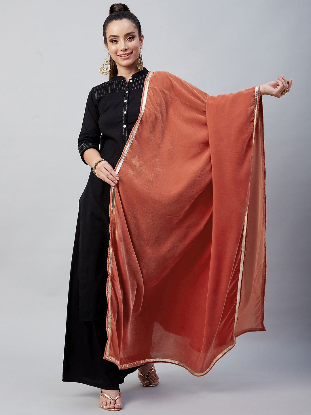 InWeave Rust Solid Velvet Shawl 