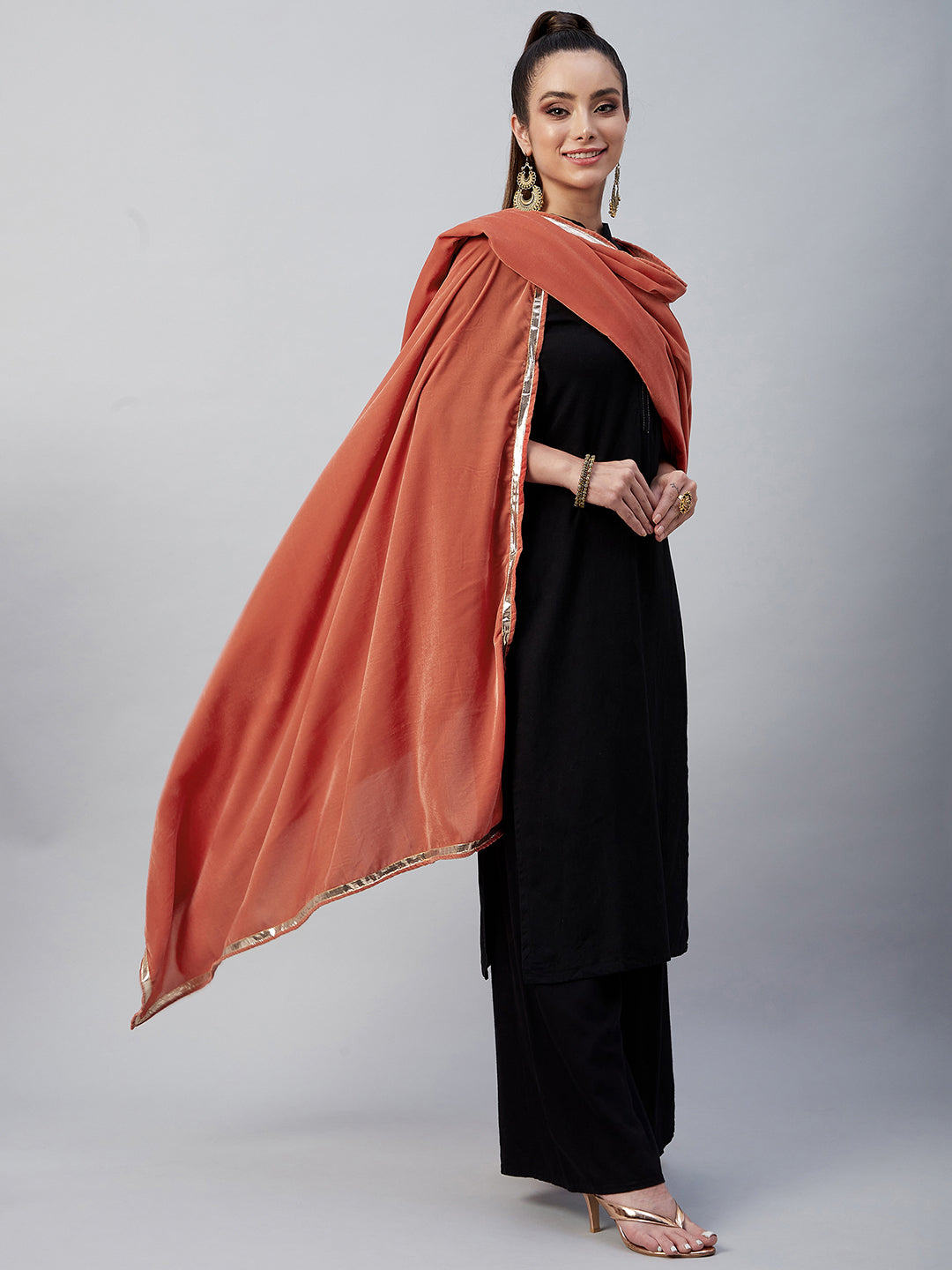 InWeave Rust Solid Velvet Shawl 