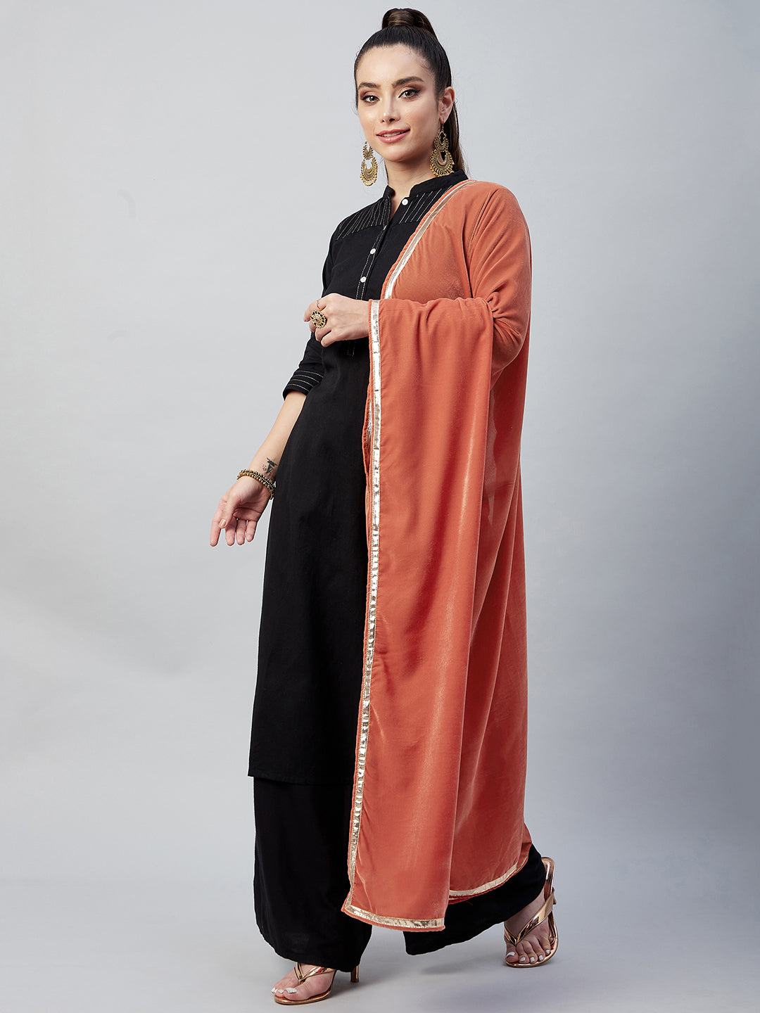 InWeave Rust Solid Velvet Shawl 