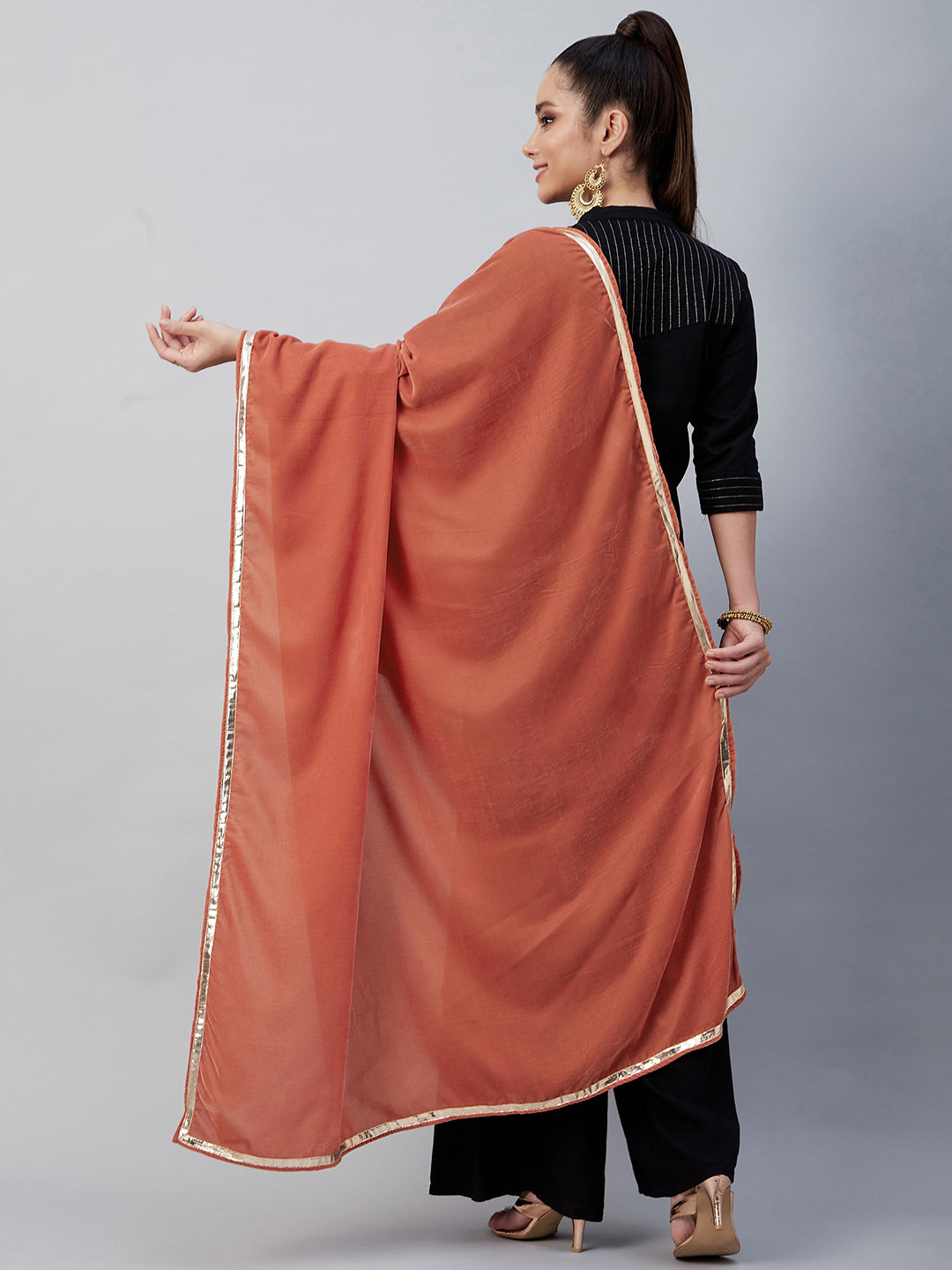 InWeave Rust Solid Velvet Shawl 
