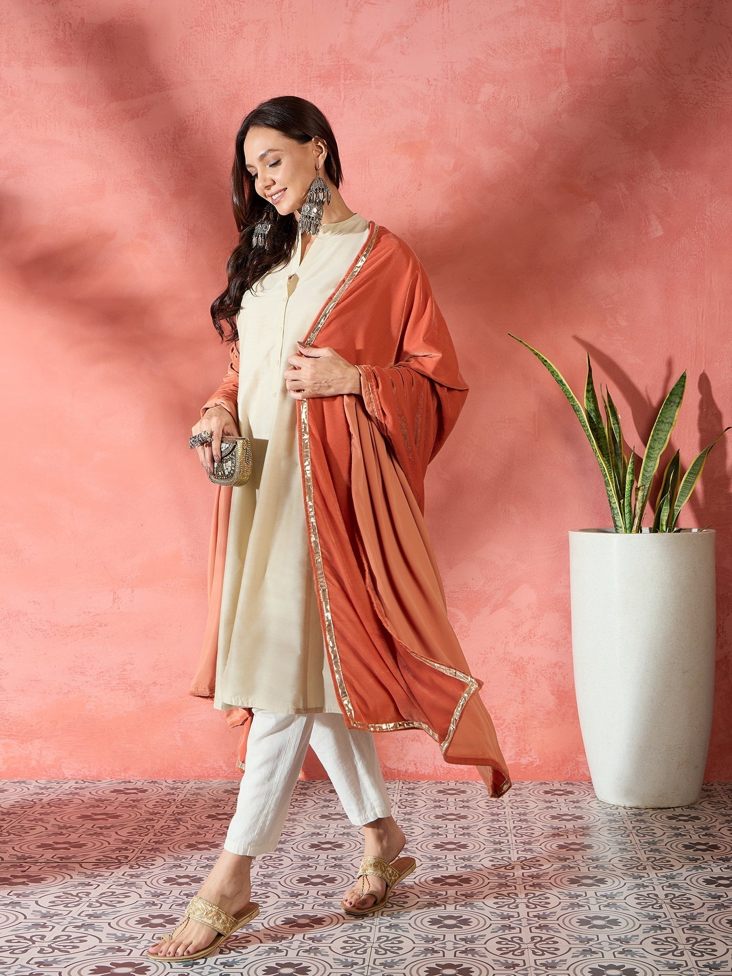 InWeave Rust Solid Velvet Shawl 
