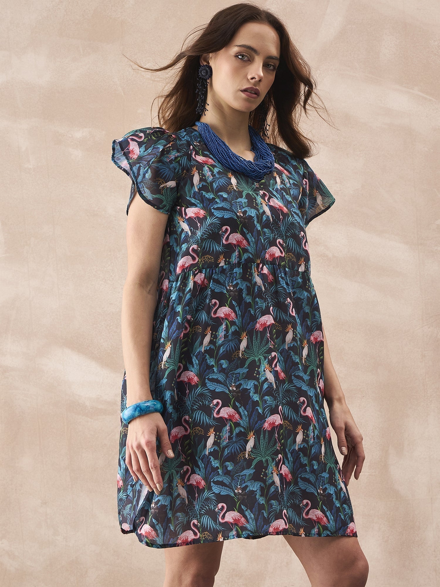 InWeave Black Swan Leaf Short Dress 