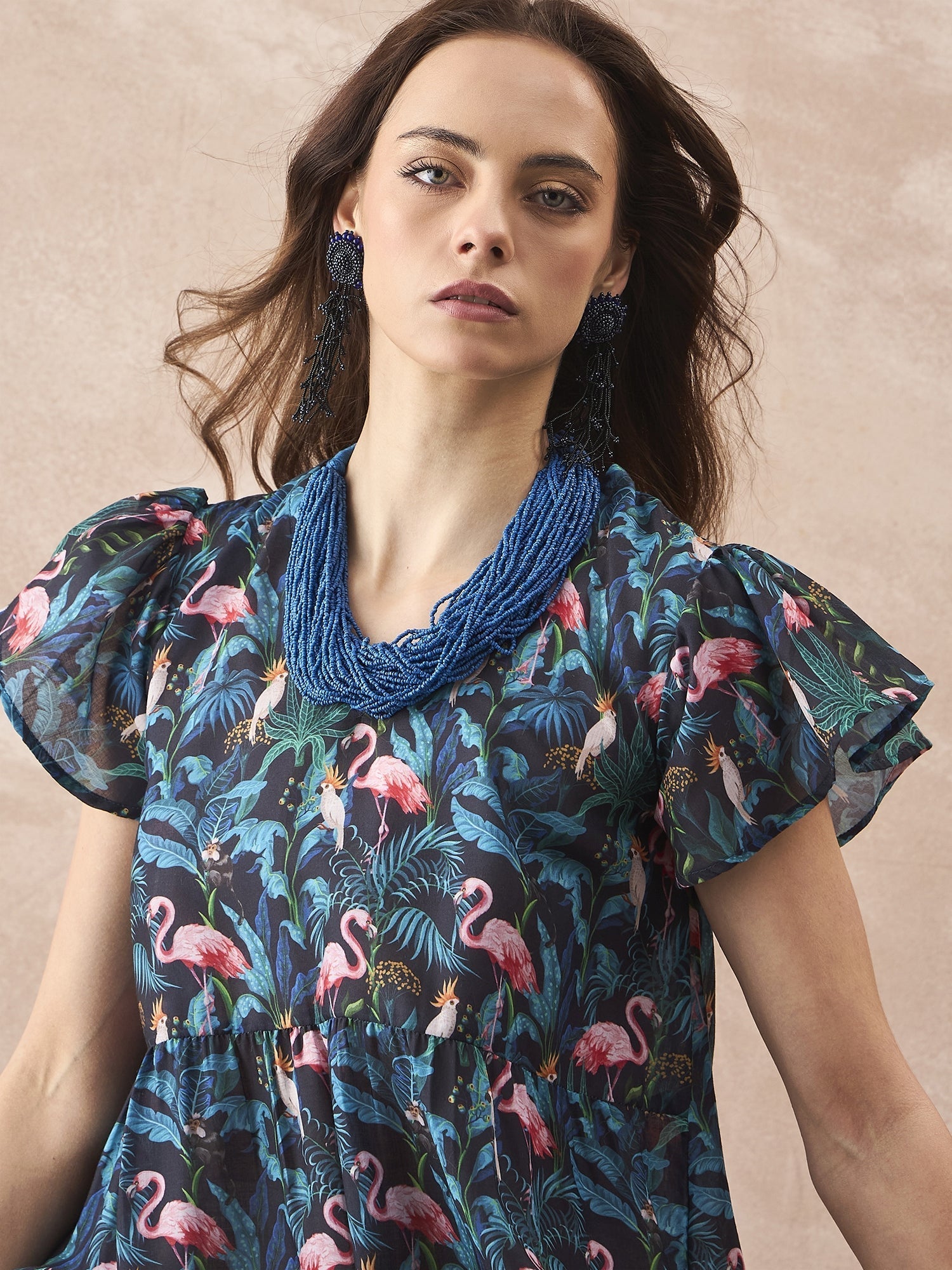 InWeave Black Swan Leaf Short Dress 