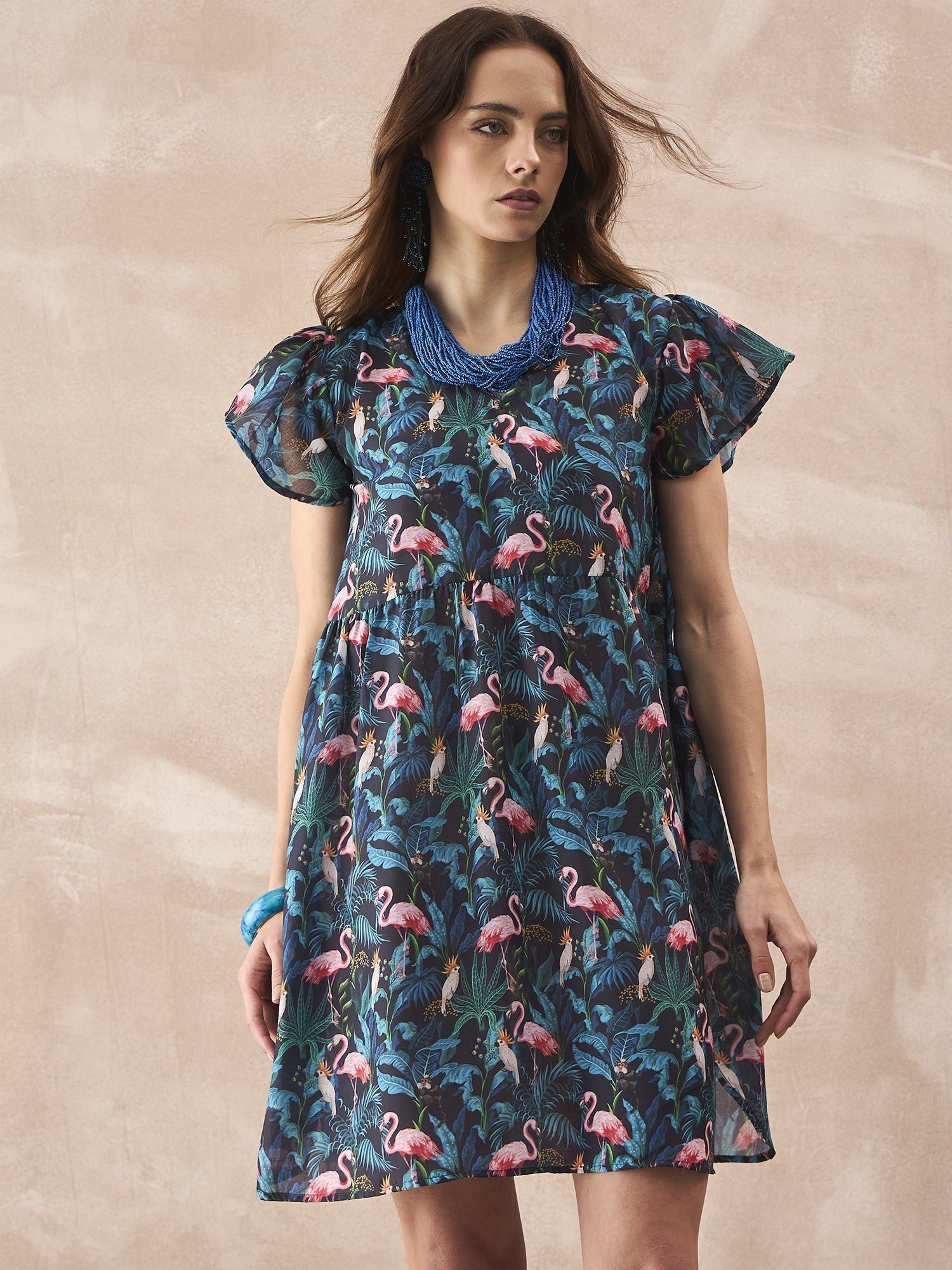 InWeave Black Swan Leaf Short Dress 
