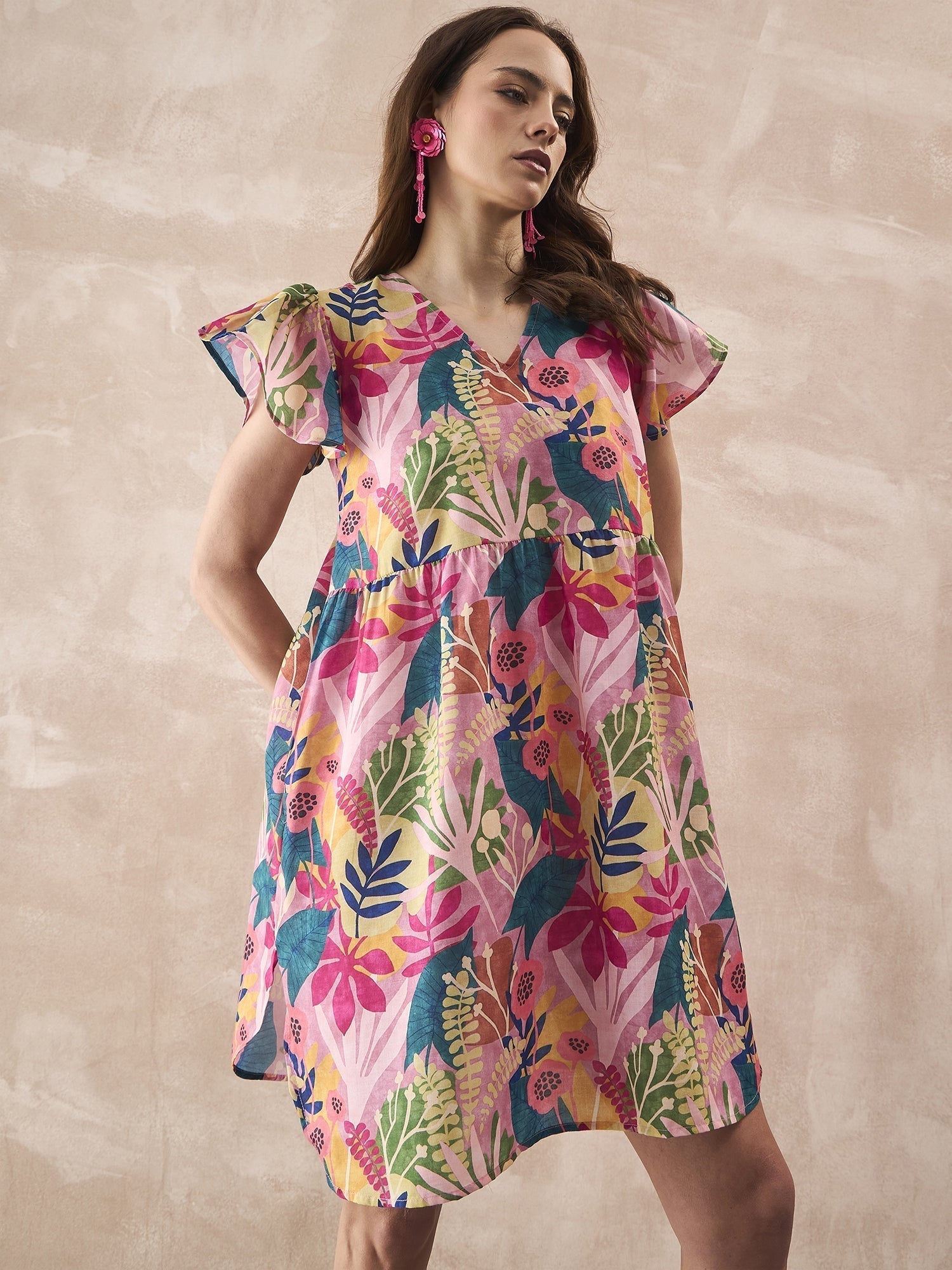 InWeave Leaf Multi Short Dress 