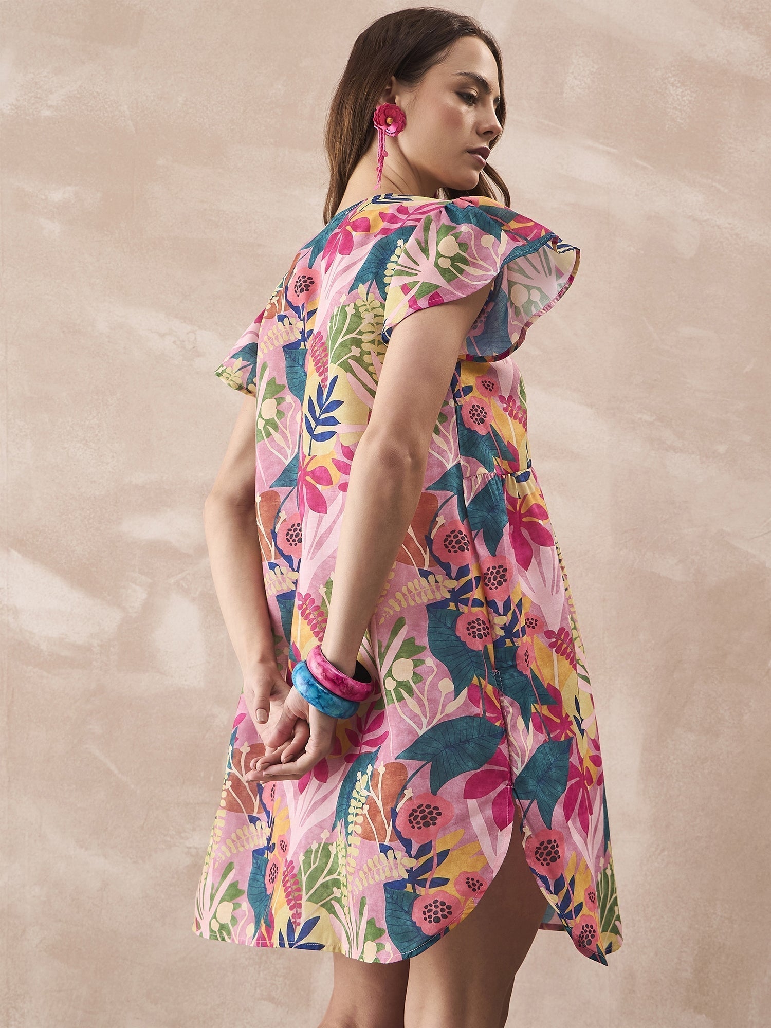 InWeave Leaf Multi Short Dress 