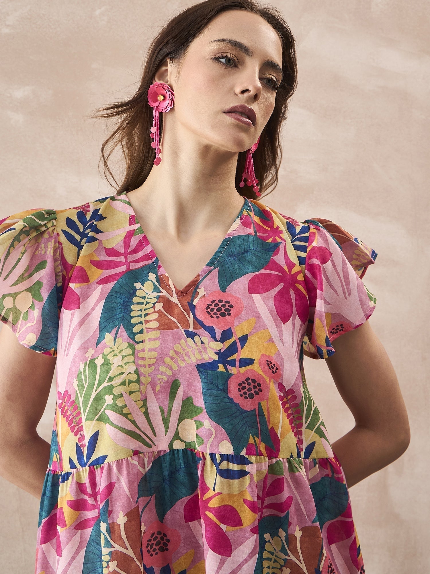 InWeave Leaf Multi Short Dress 