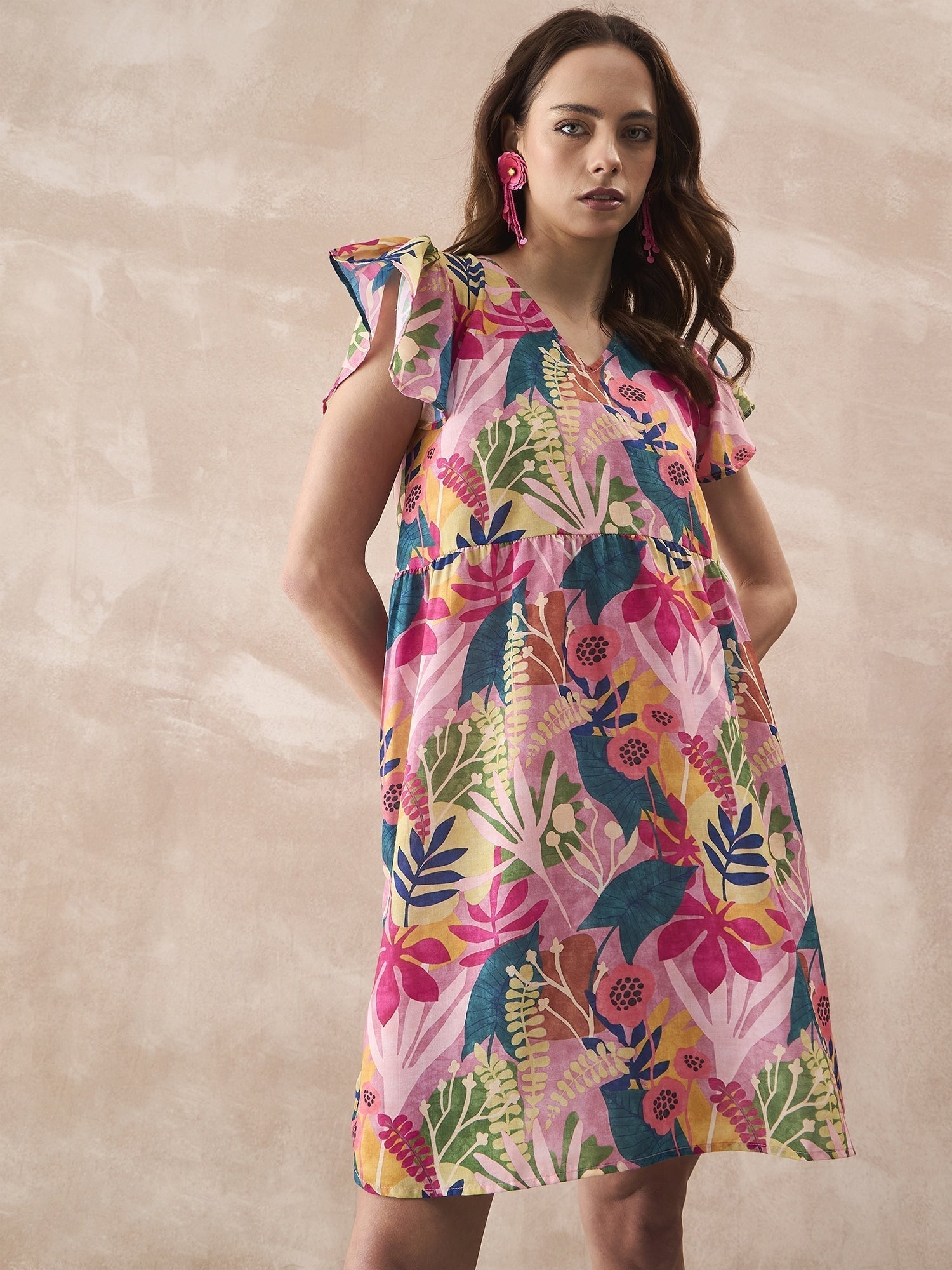InWeave Leaf Multi Short Dress 