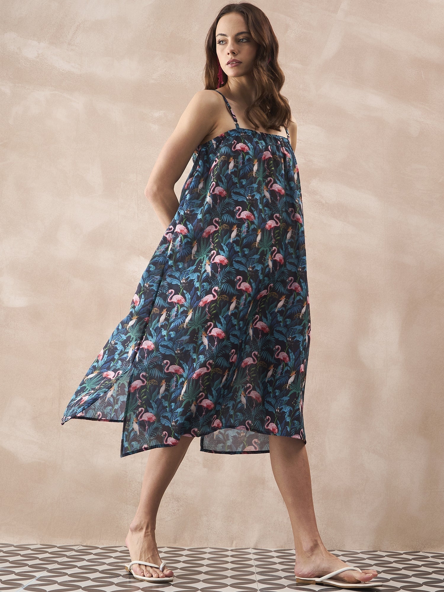 InWeave Black Swan Leaf Strappy Dress 