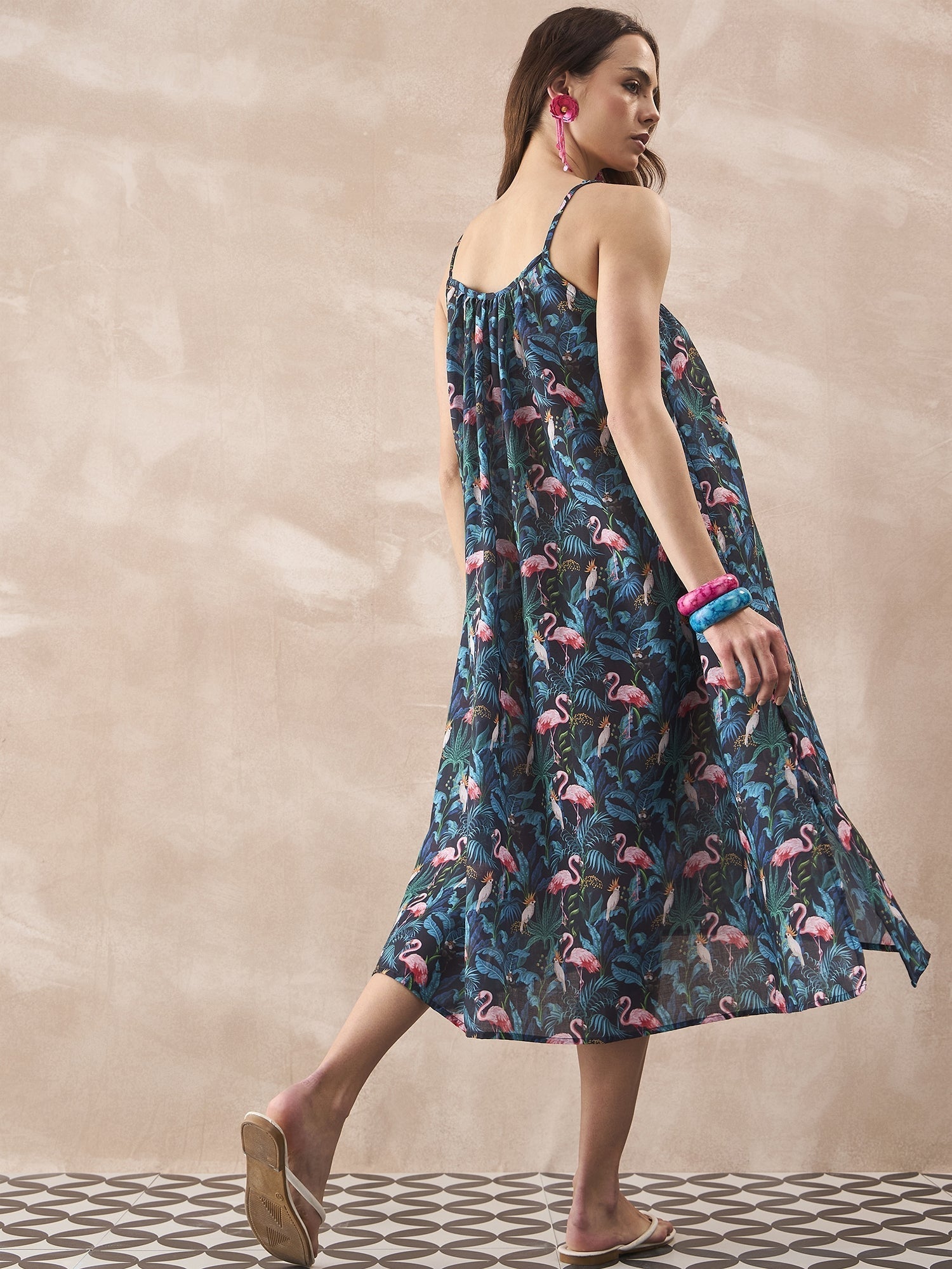 InWeave Black Swan Leaf Strappy Dress 