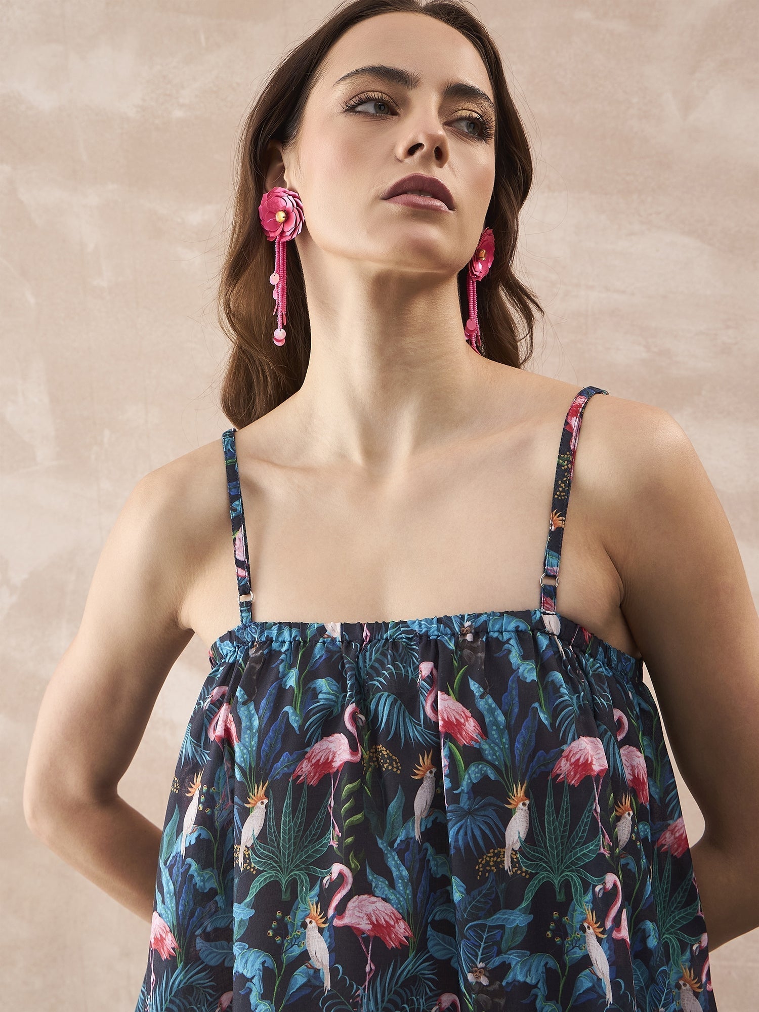 InWeave Black Swan Leaf Strappy Dress 