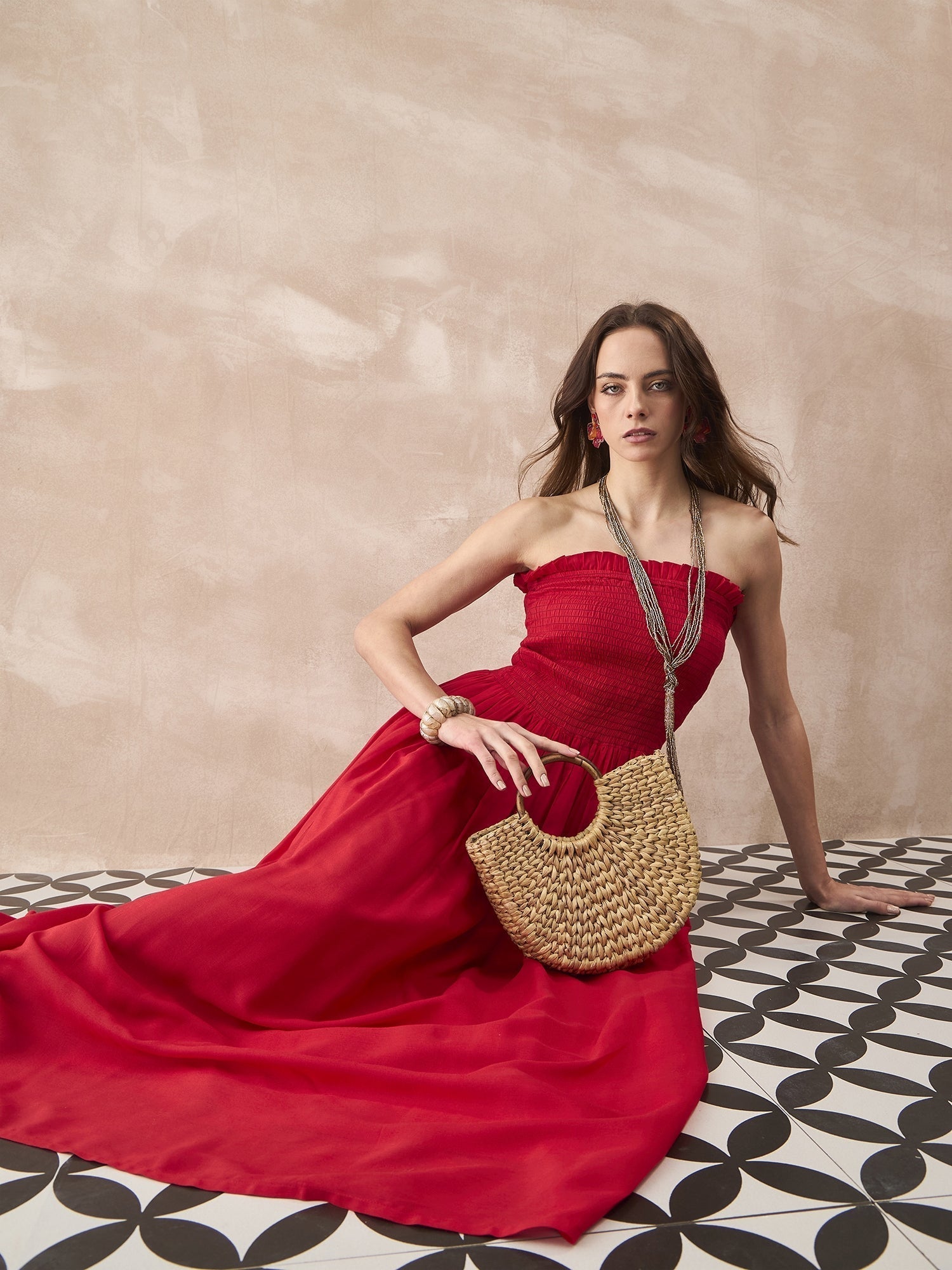 InWeave Red Solid Off Shoulder Dress 