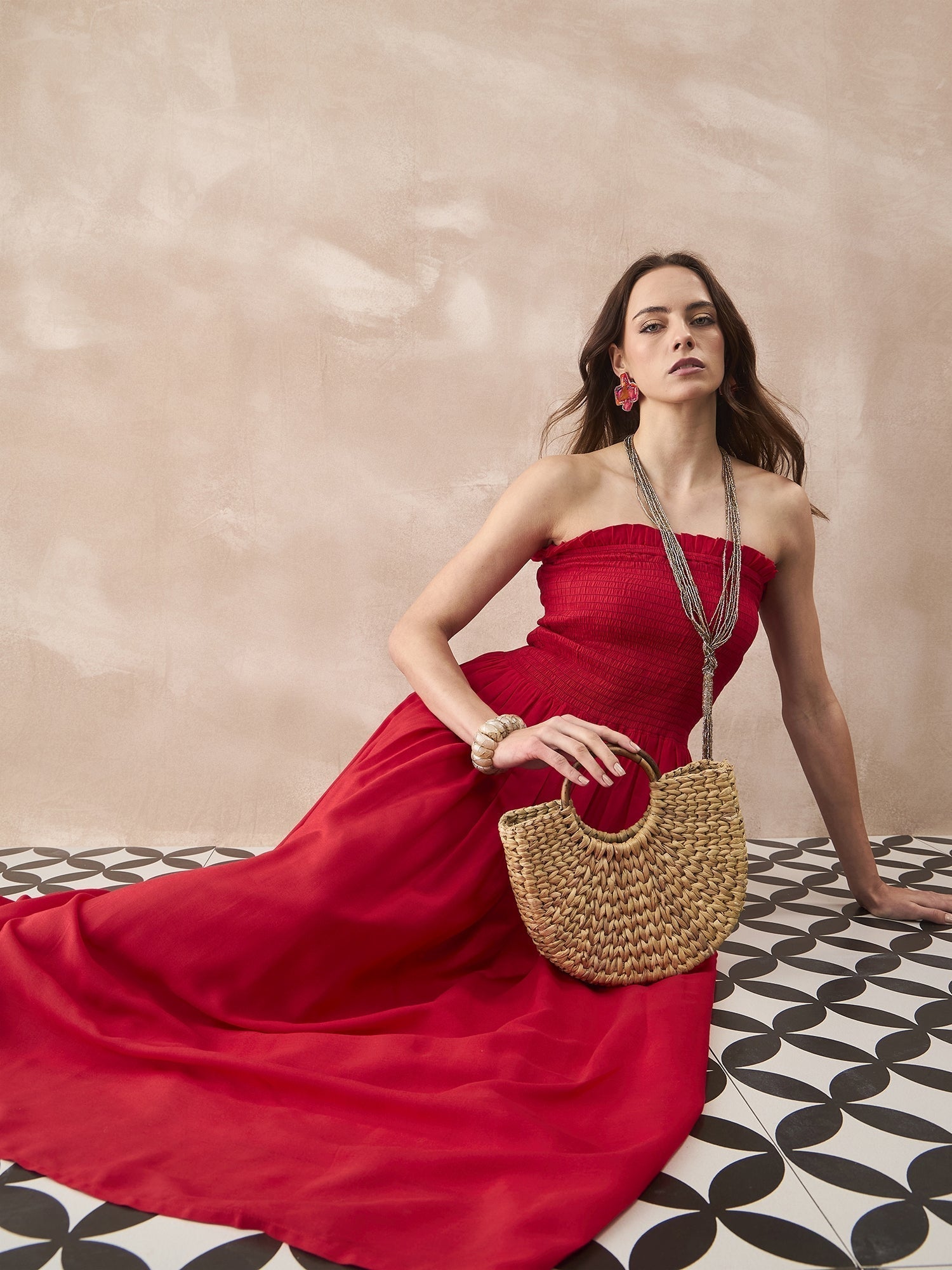 InWeave Red Solid Off Shoulder Dress 
