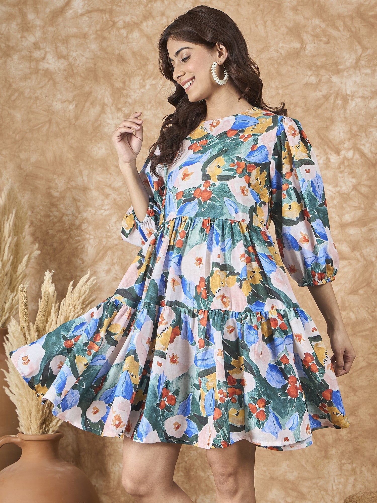 InWeave Multi Abstract Short Dress 