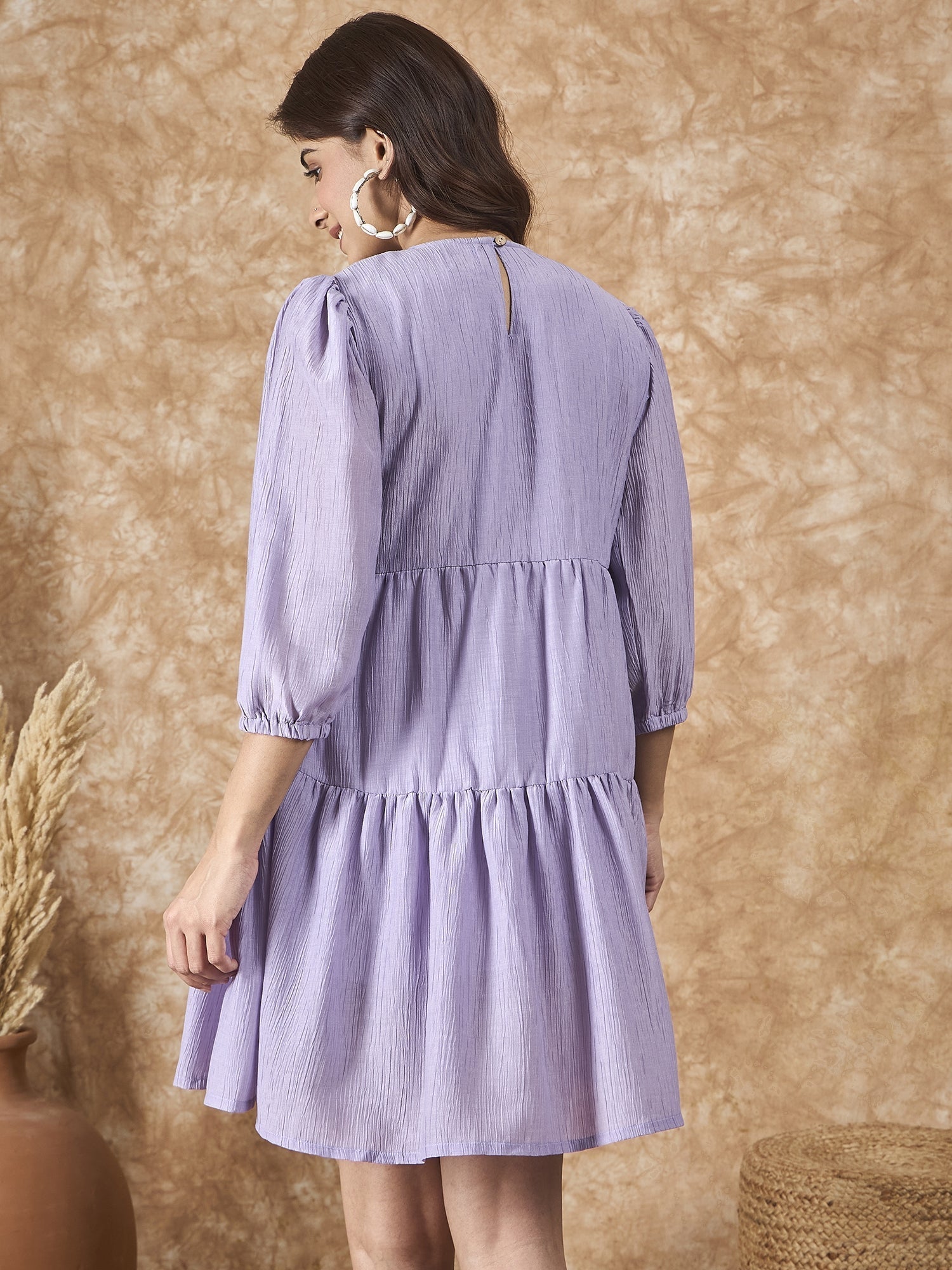 InWeave Lavender Chiffon Short Dress 