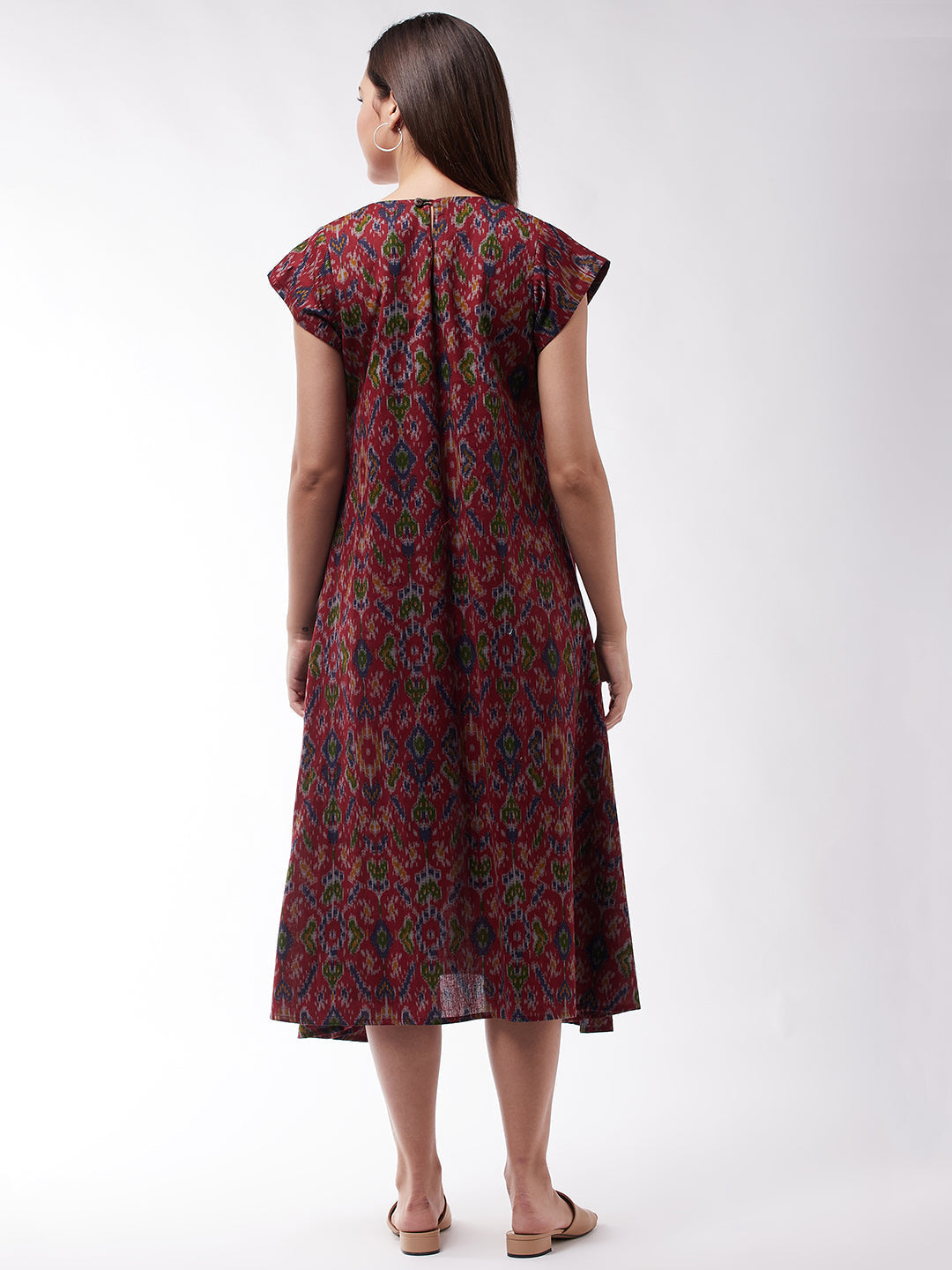InWeave Abstract A- Line Ikkat Print Dress 