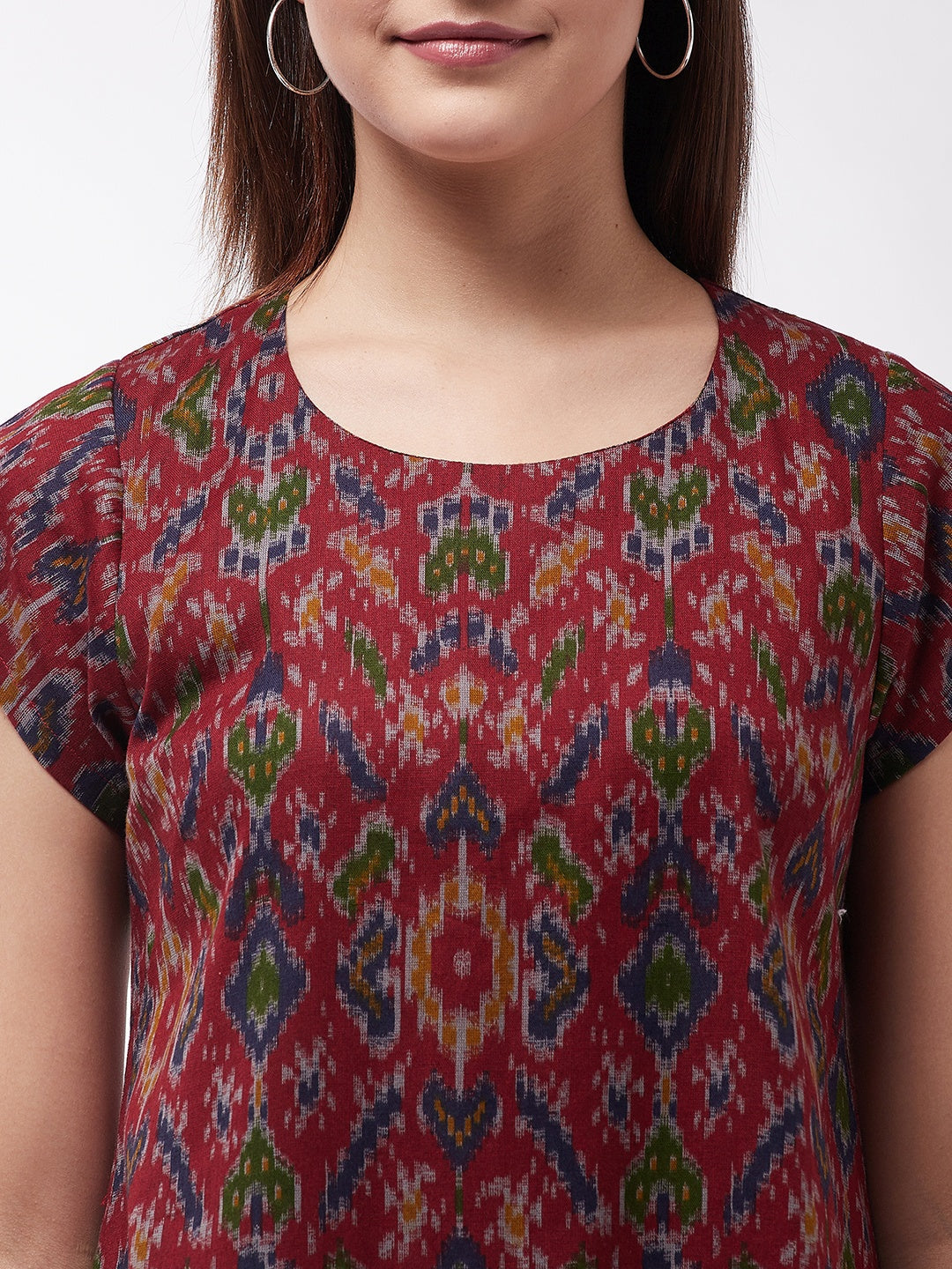 InWeave Abstract A- Line Ikkat Print Dress 