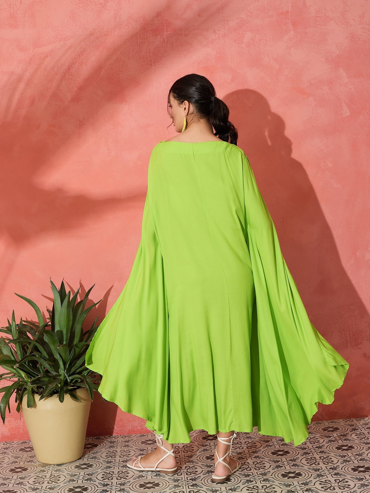 InWeave Lime Green Rayon Cowel Style Kaftan 