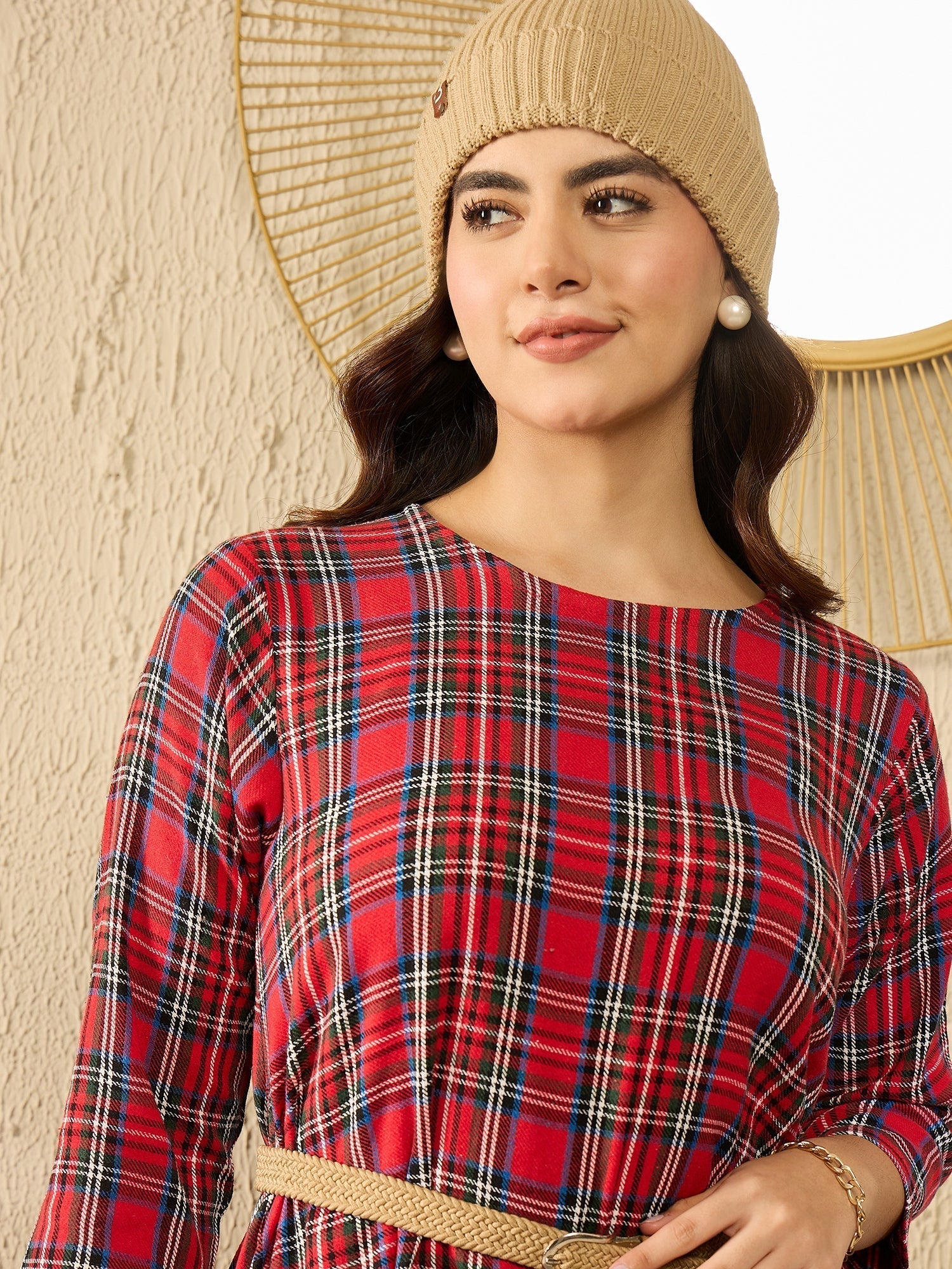 InWeave Red Green Check Dress 
